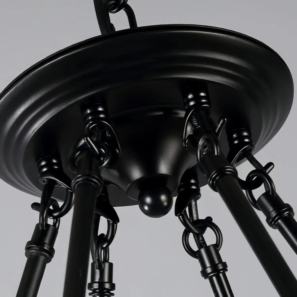 JUN107Irondale Industrial Hemp Rope Chandelier – Black Metal & Rope for Dining Room