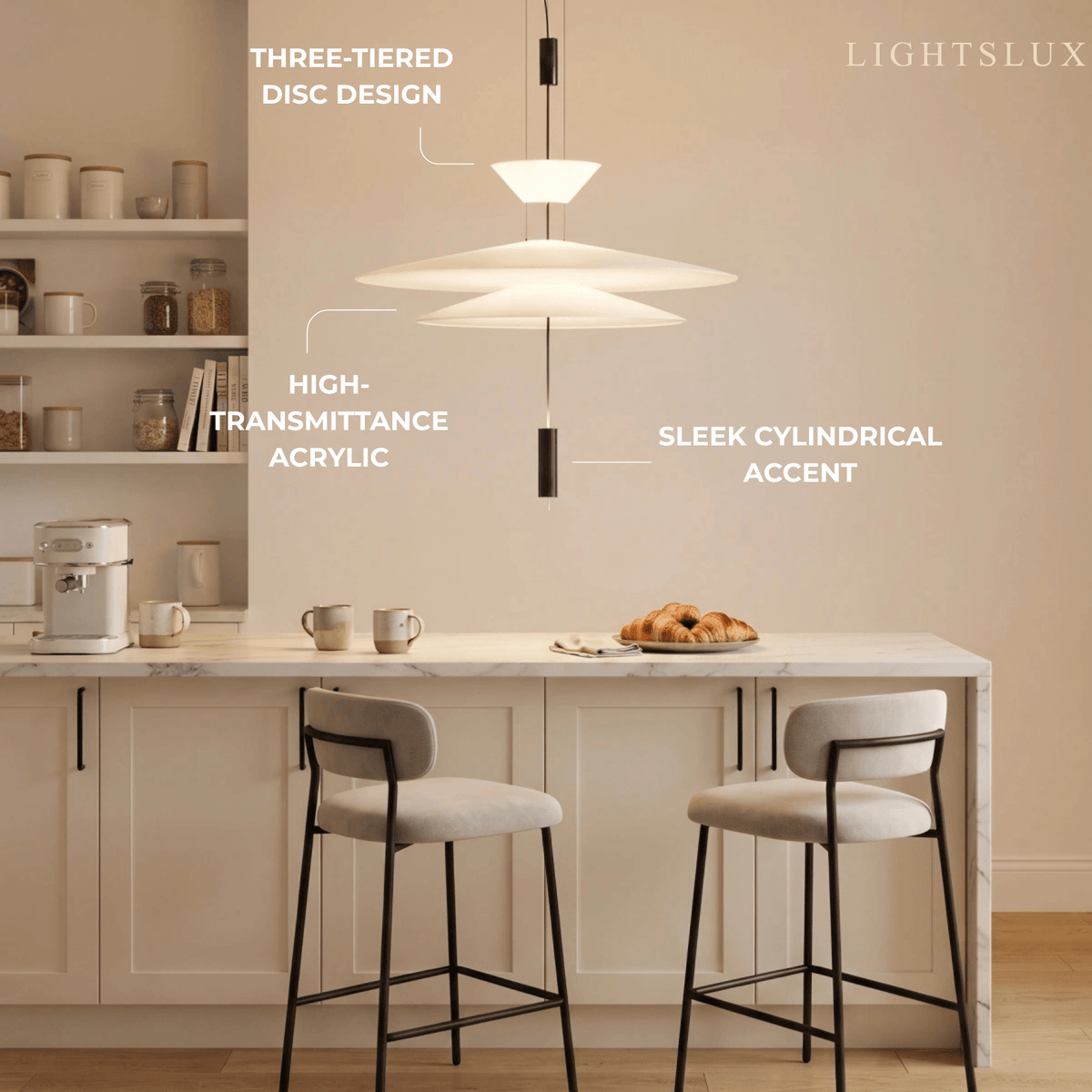 Nebula Modern Acrylic Chandelier – Multi-Tier Disc for Dini