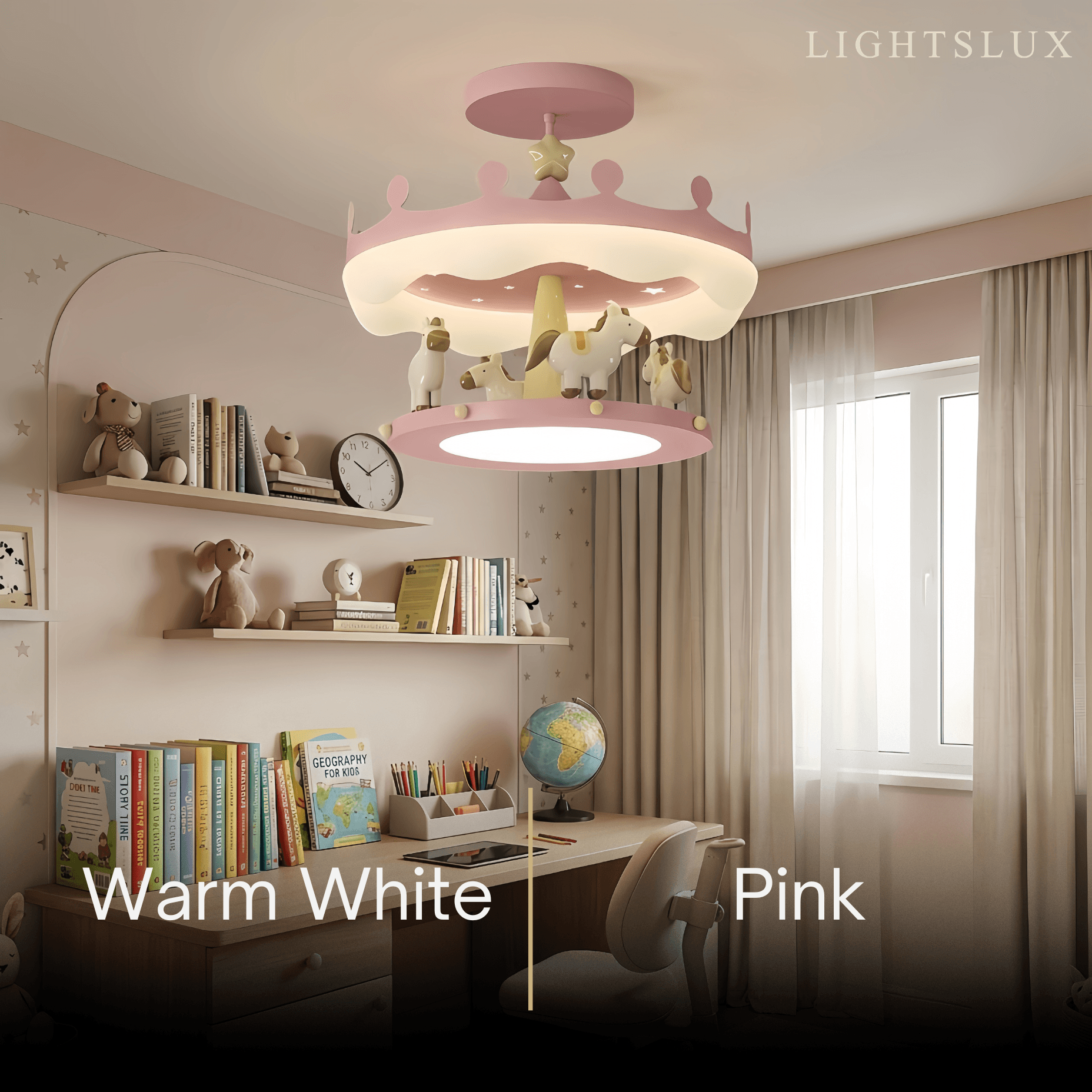 Pink Cartoon Pendant Lamp -- Iron & PE Full-Spectrum LED for Children's Room