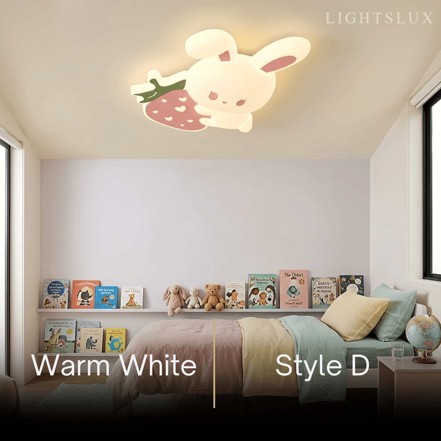 Vivara Cartoon Ceiling Lamp -- Iron & PE White for Bedroom Style D