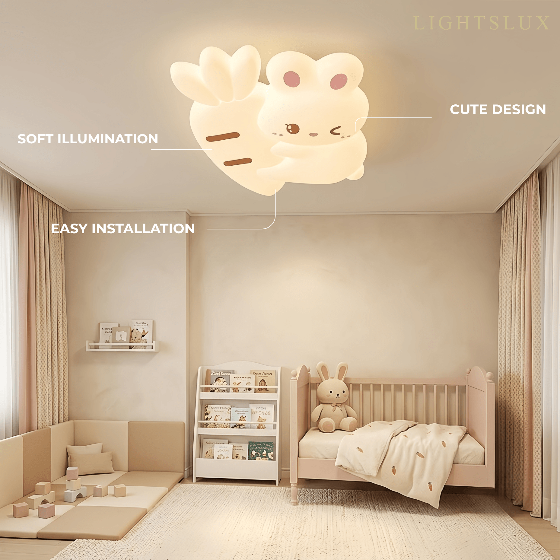 Vivara Cartoon Ceiling Lamp -- Iron & PE White for Baby Room