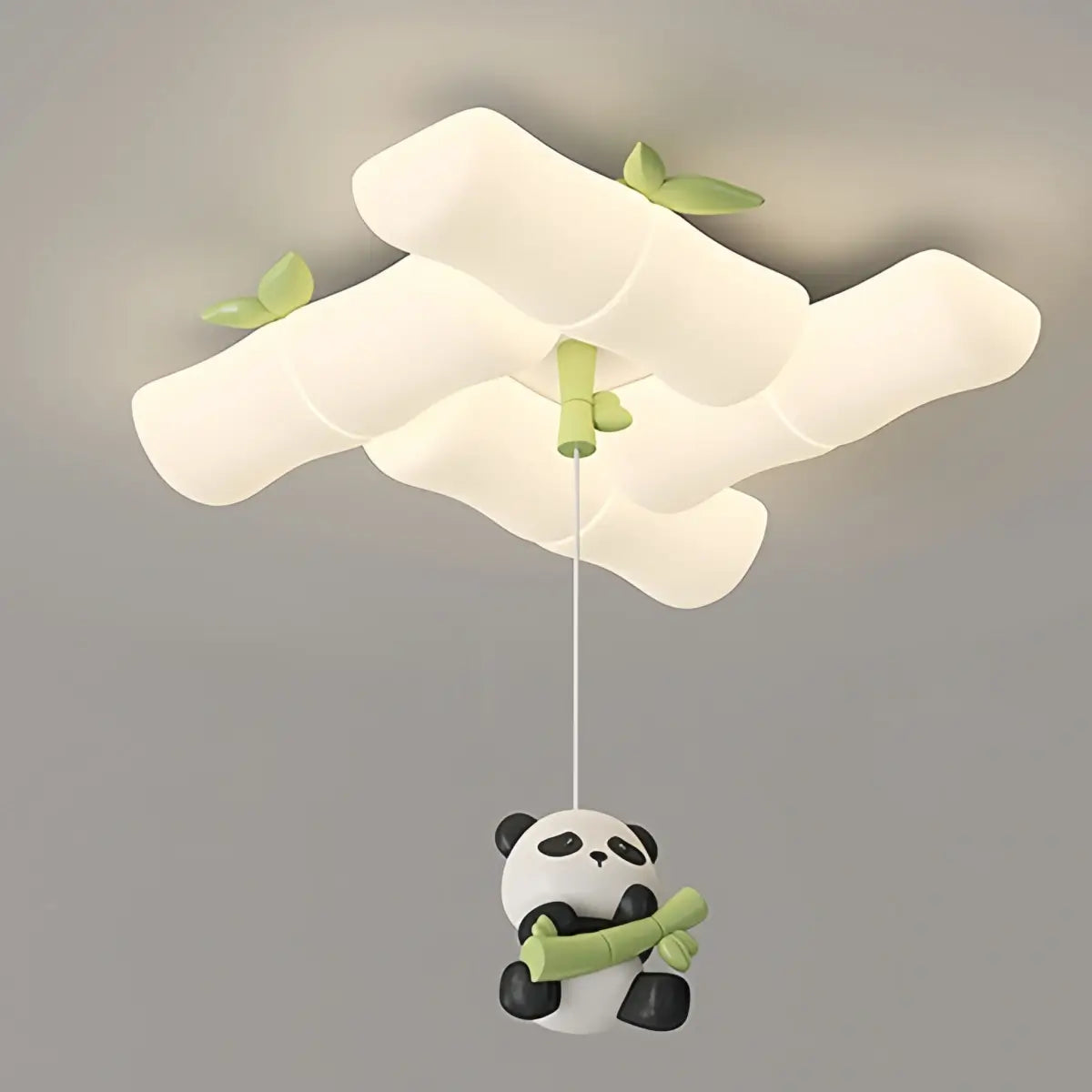 KD013Vivara Art Deco Bamboo-Inspired Ceiling Light -- White Panda Iron & PE