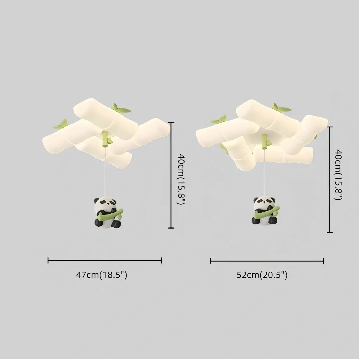 Vivara Art Deco Bamboo-Inspired Ceiling Light -- White Panda Iron & PE for Children's Room Size