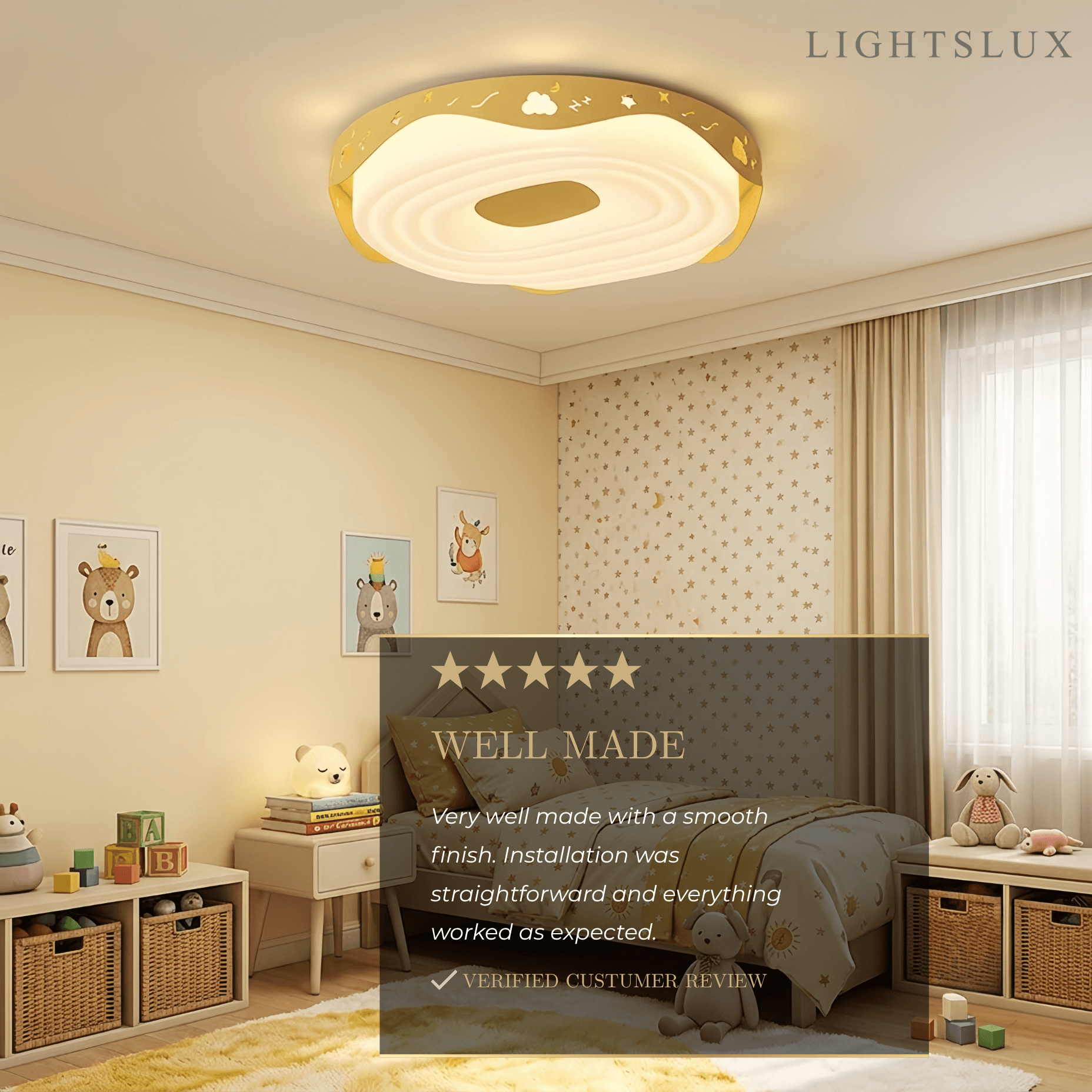 Morandia Yellow Modern Round Ceiling Light -- Iron & PE Flush Mount for Bedroom