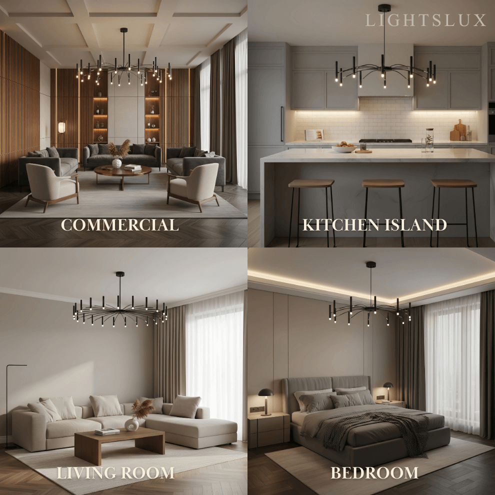 Contemporary Candle Chandelier with Adjustable
