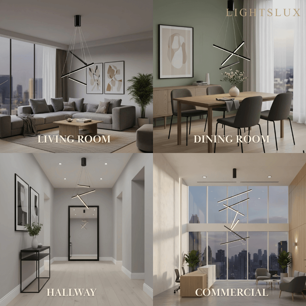 Sculptural Modern Chandelier – Aluminum & Silica Gel LED Halo Light for Living Room