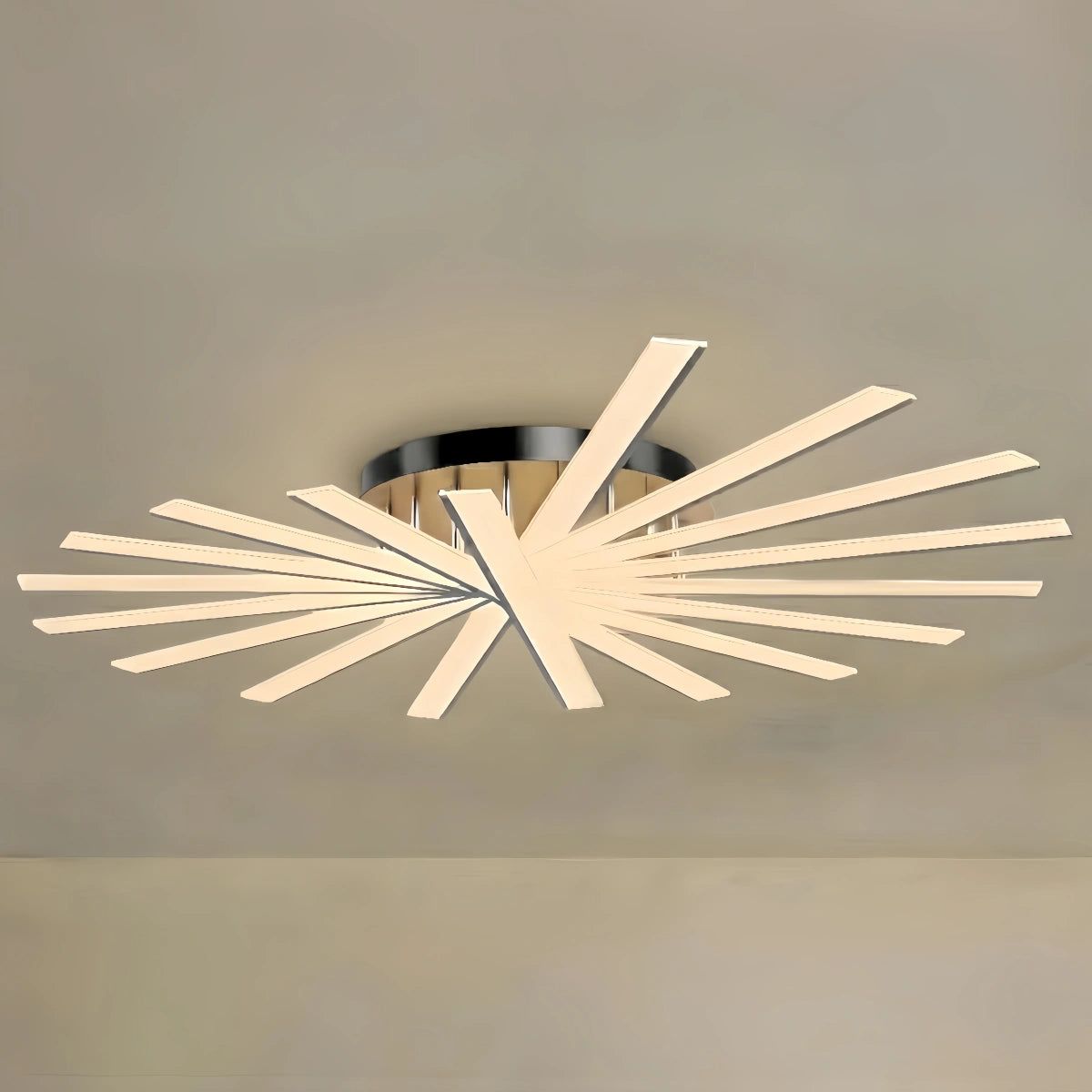 Nebula Modern Geometric Linear Ceiling Light – Black Ash/Metallic Gold for Living Room