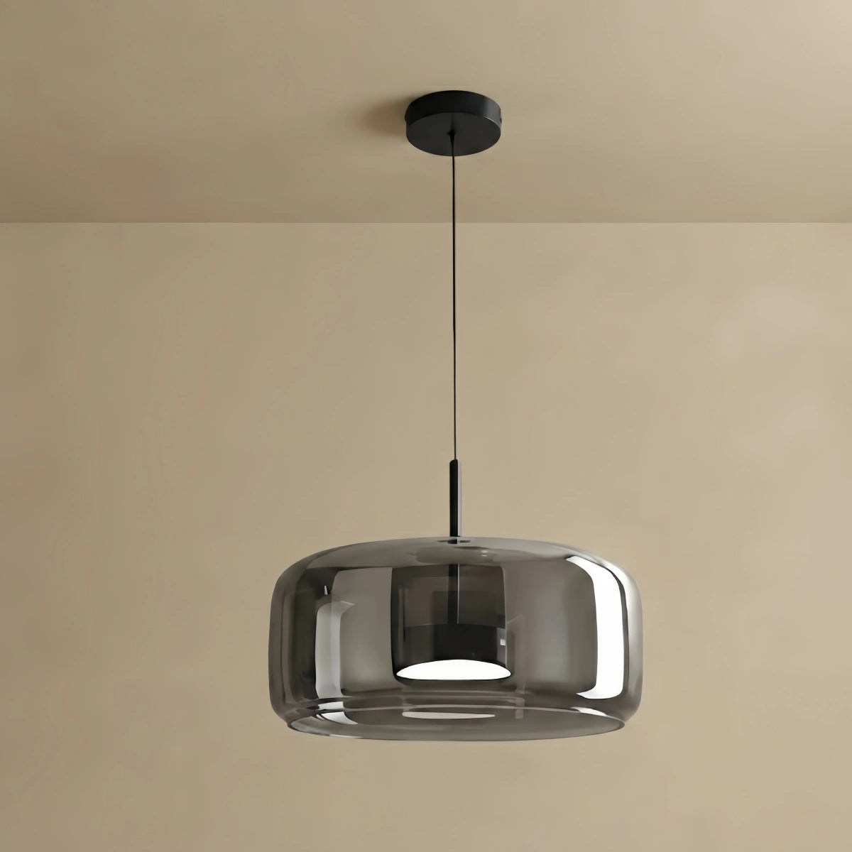 Pendant Lamp — Smoked Glass & Metal