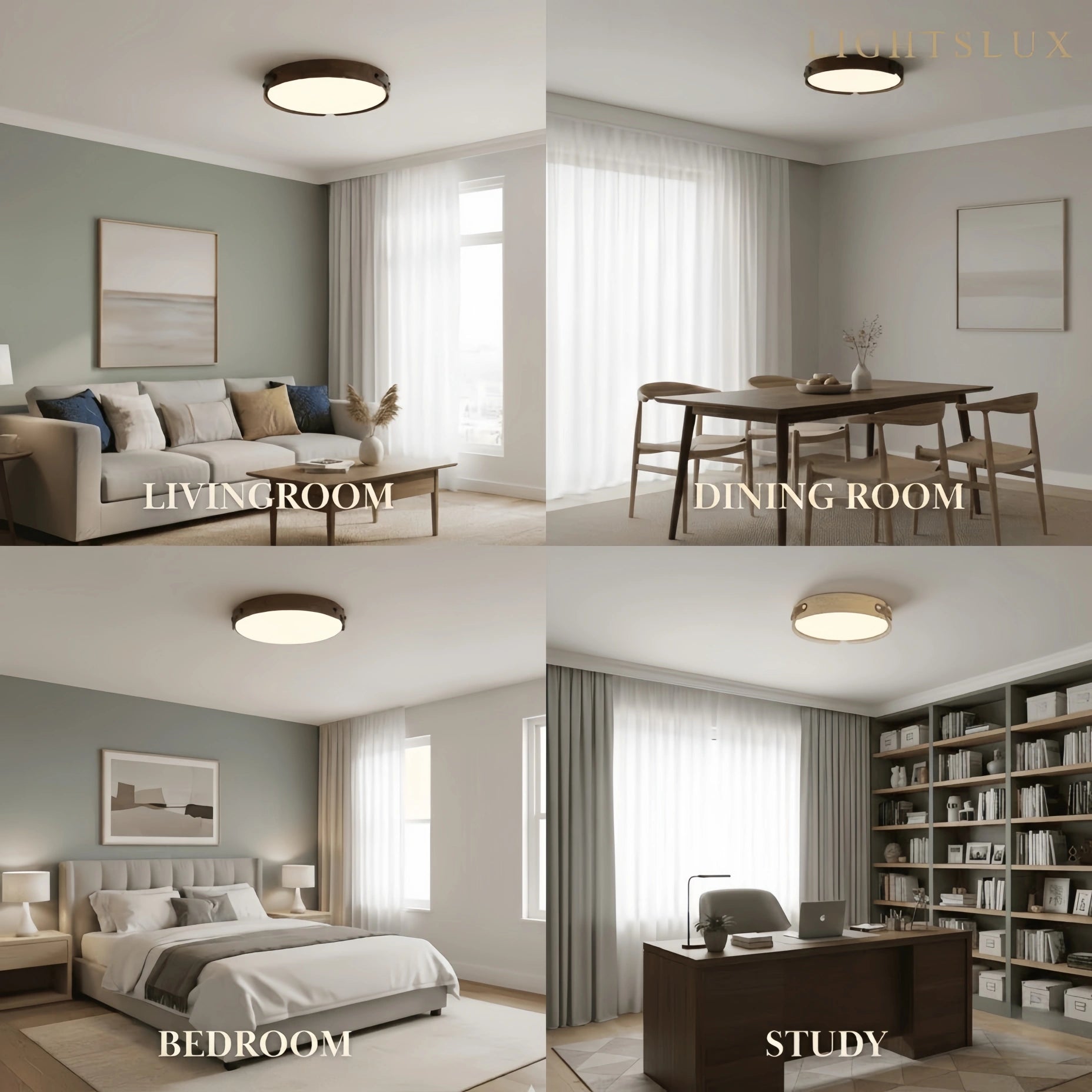 Wabi-Sabi Wood Ceiling Light – Modern LED Flush Mount Lamp