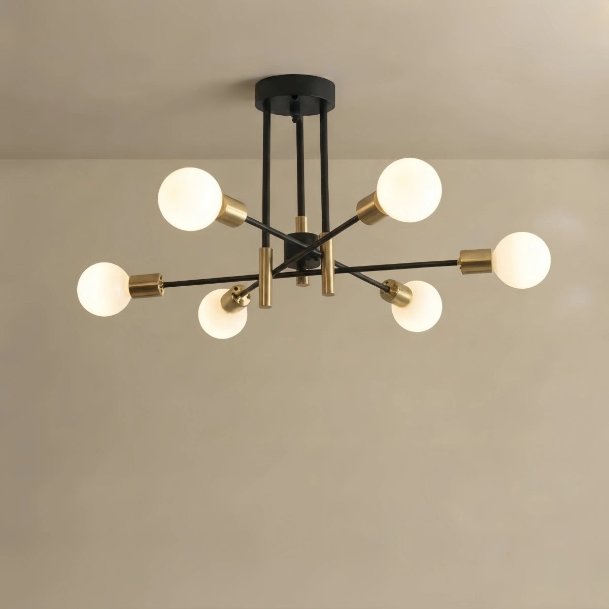 Nebula Modern Branching Chandelier – Black/Gold Metal