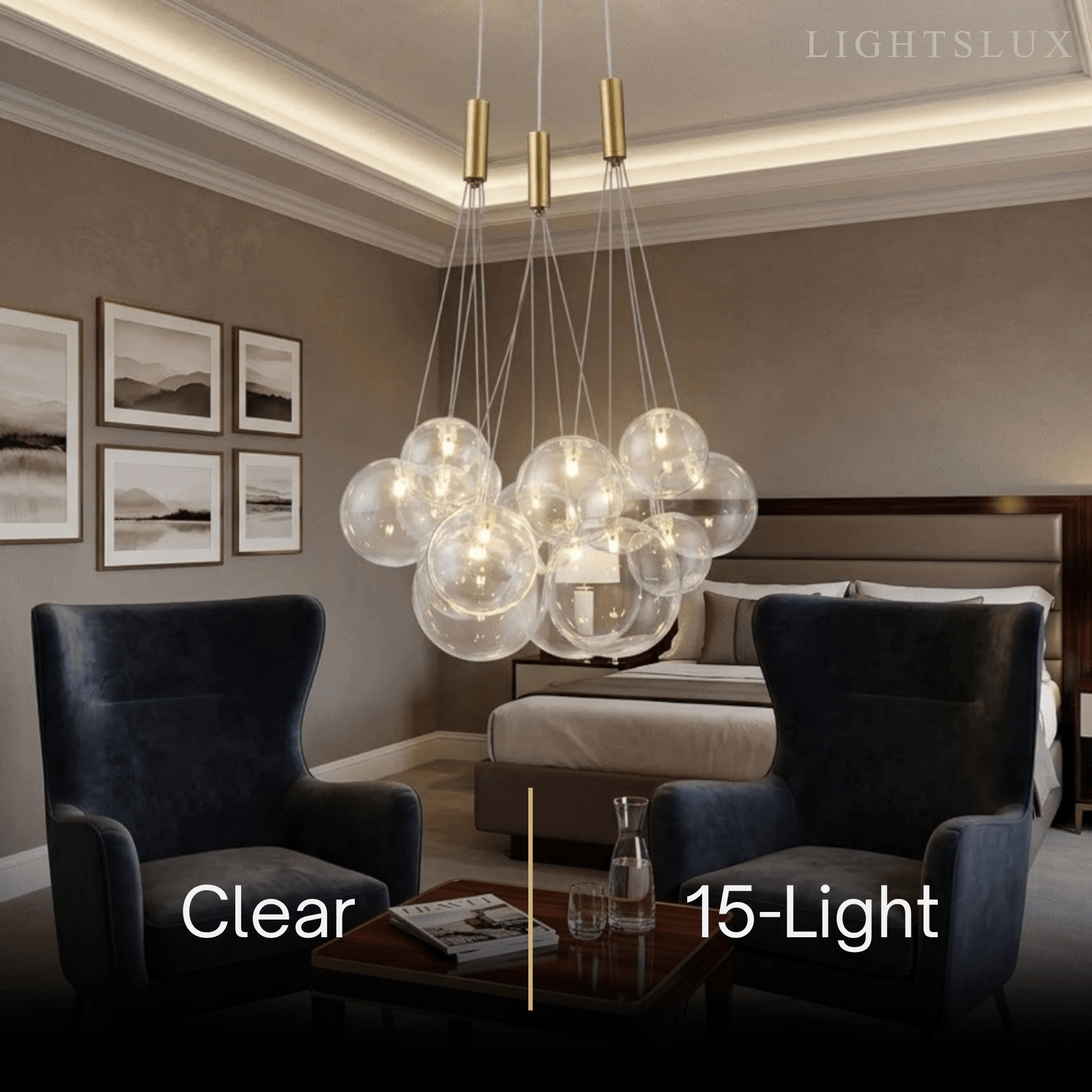 Designer Bubble Pendant Light — Clear Glass
