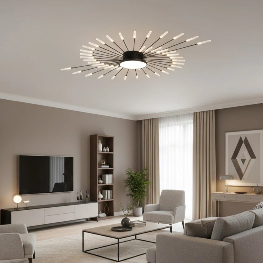 Nebula Modern Firework Ceiling Light – Gold/Black for Bedroom Dining Room Living Room