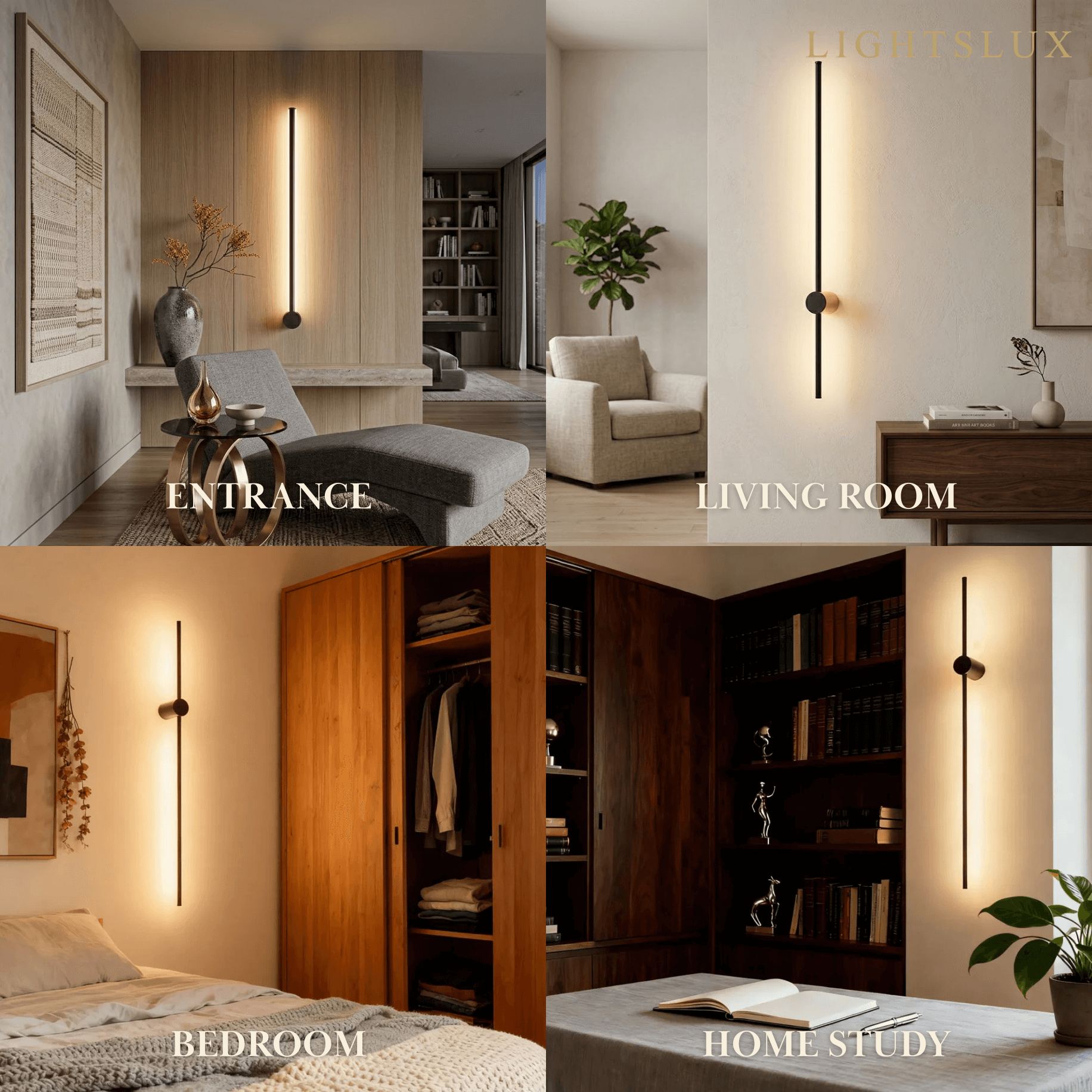 Minimalist Linear Wall Lamp – Black Modern Light