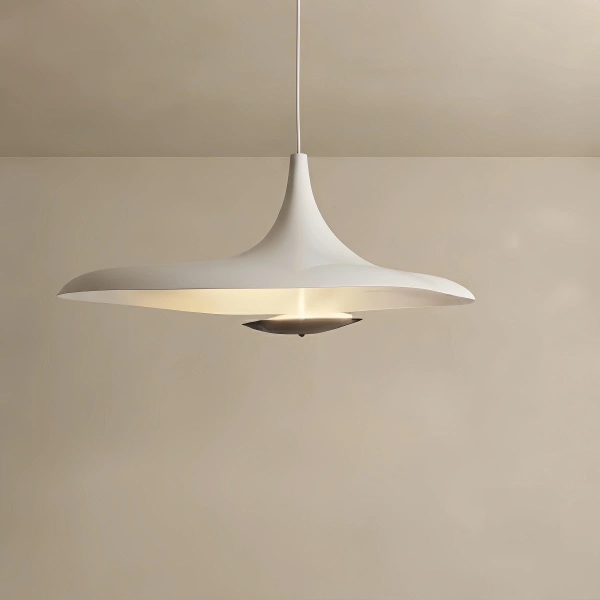 Stellar Modern Hooded Pendant Light – White/ Black Resin/Metal