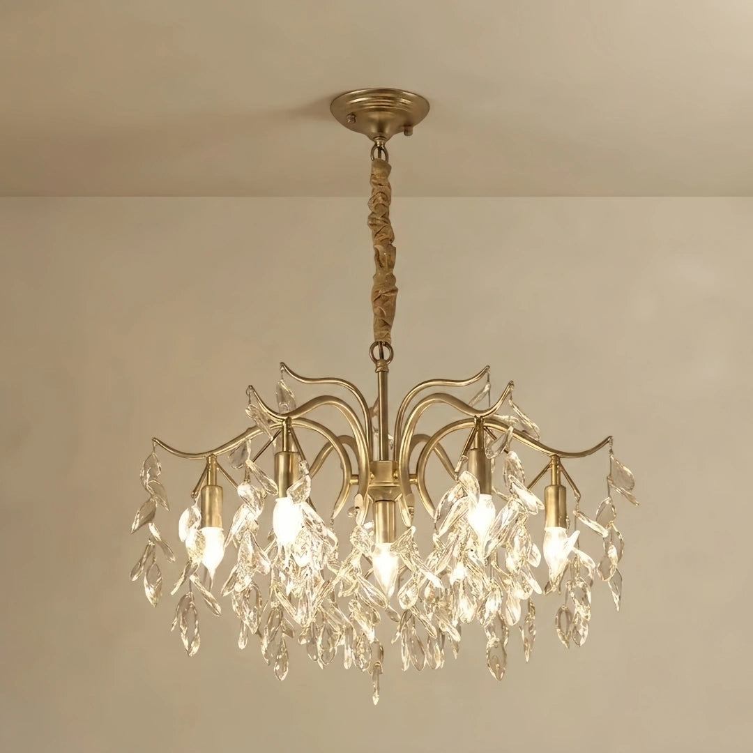 Crystal Chandelier – Luxurious Black/Gold Finish for Living/Dining Room