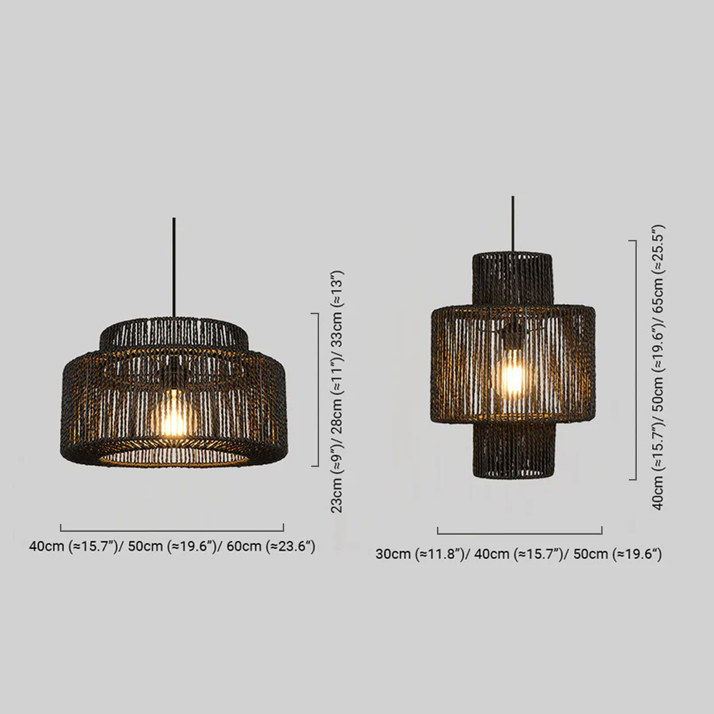 Bamburo Farmhouse Drum Pendant Light — Black