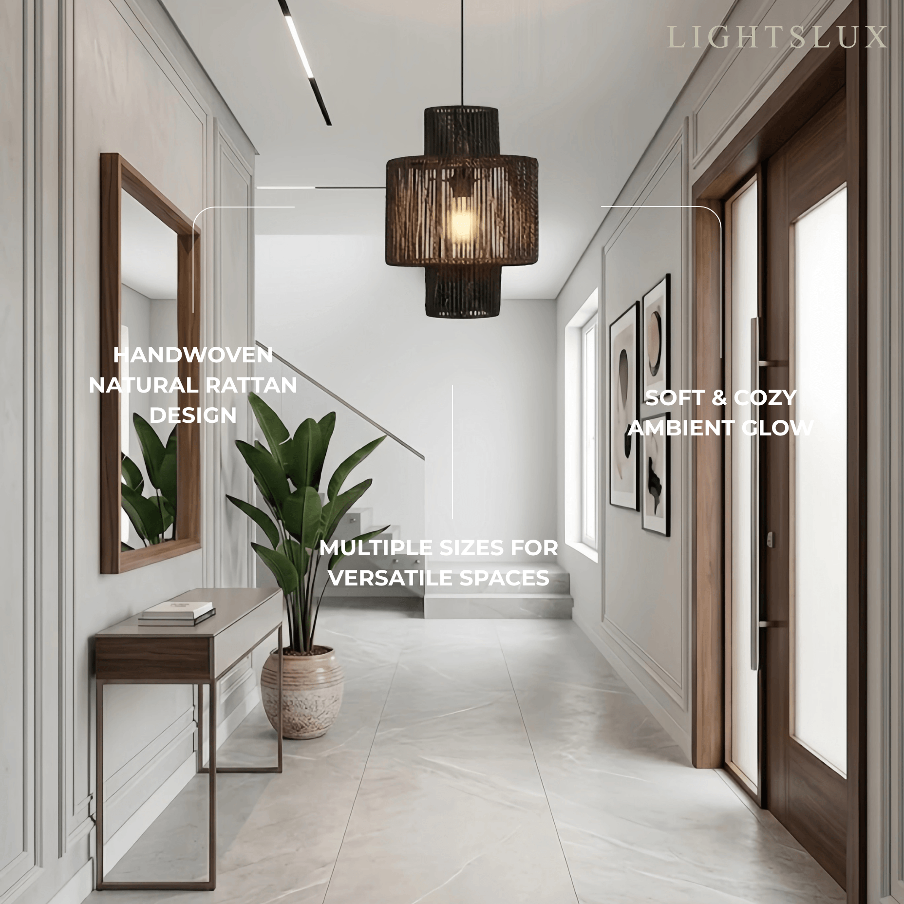 Bamburo Farmhouse Drum Pendant Light — Black