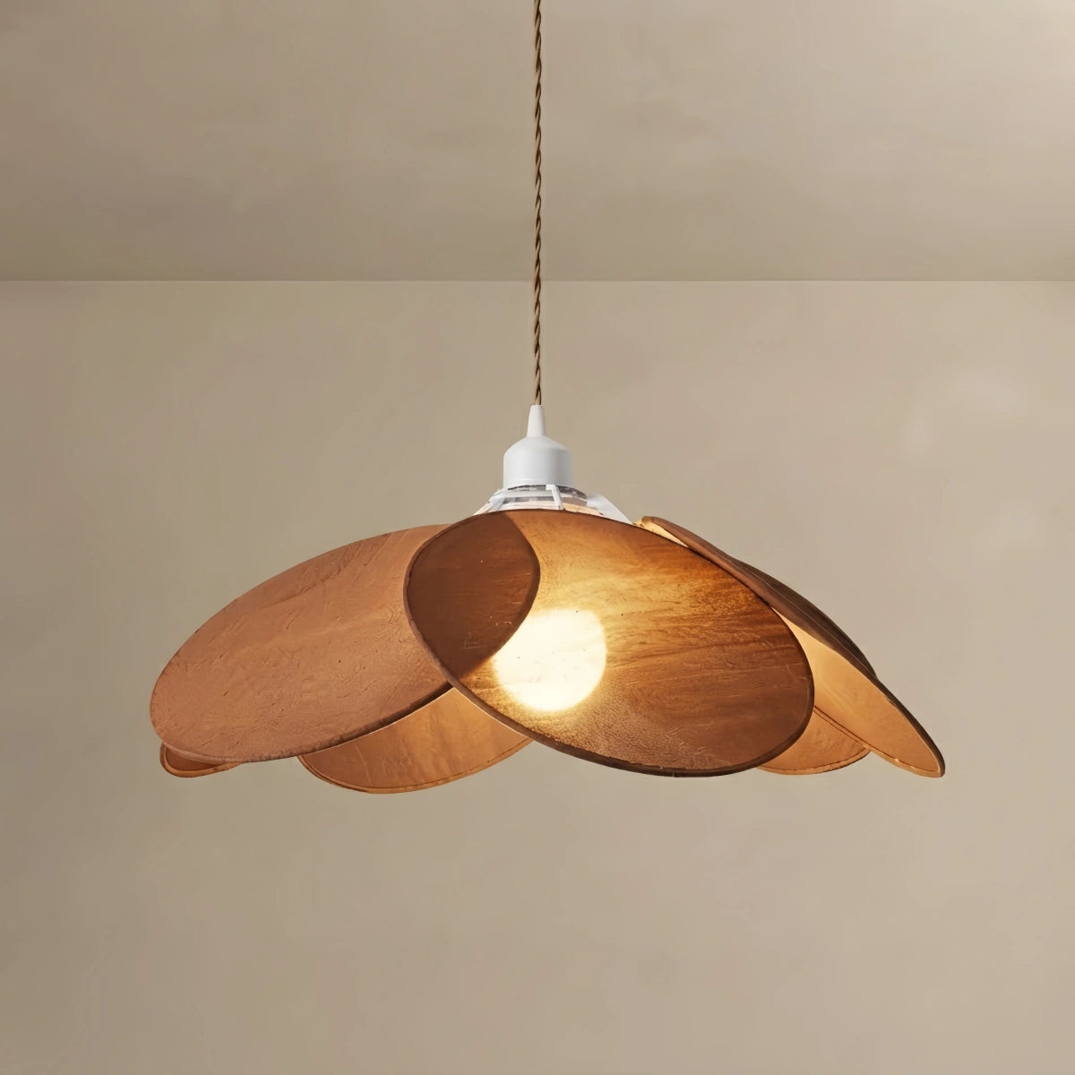 Zenno Farmhouse Metal & Fabric Pendant Light -- Orange/Brown/Beige for Living Room