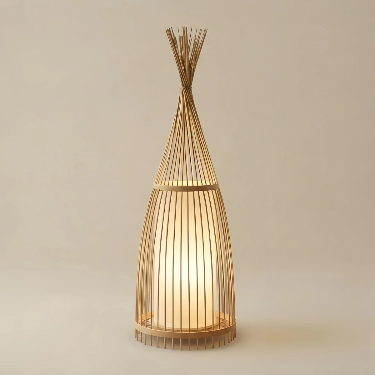 Zenno Designer Bamboo Floor Lamp – Bottle-Shaped Living Room