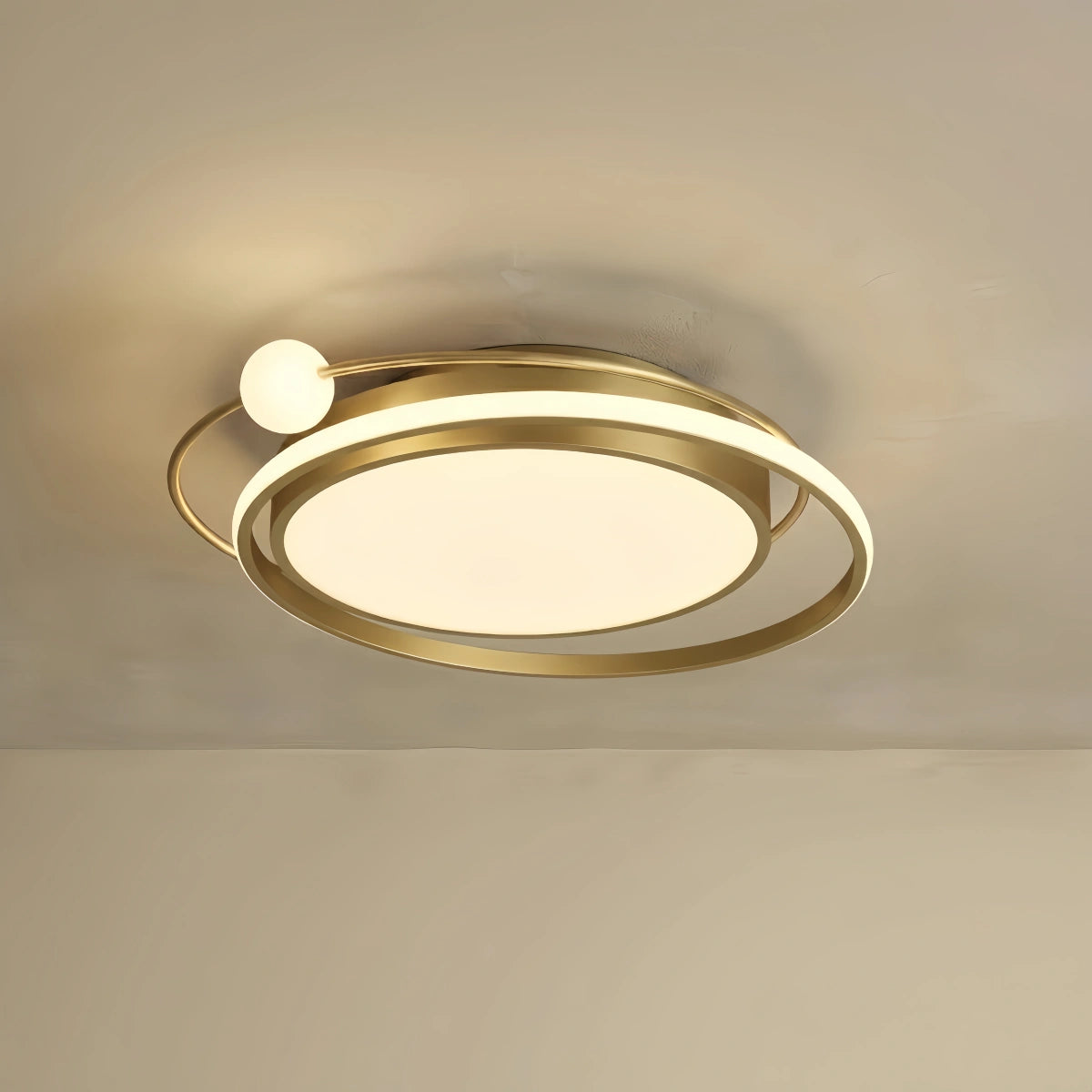 Modern Planet Ceiling Light - Black/Gold Metal for Living Room