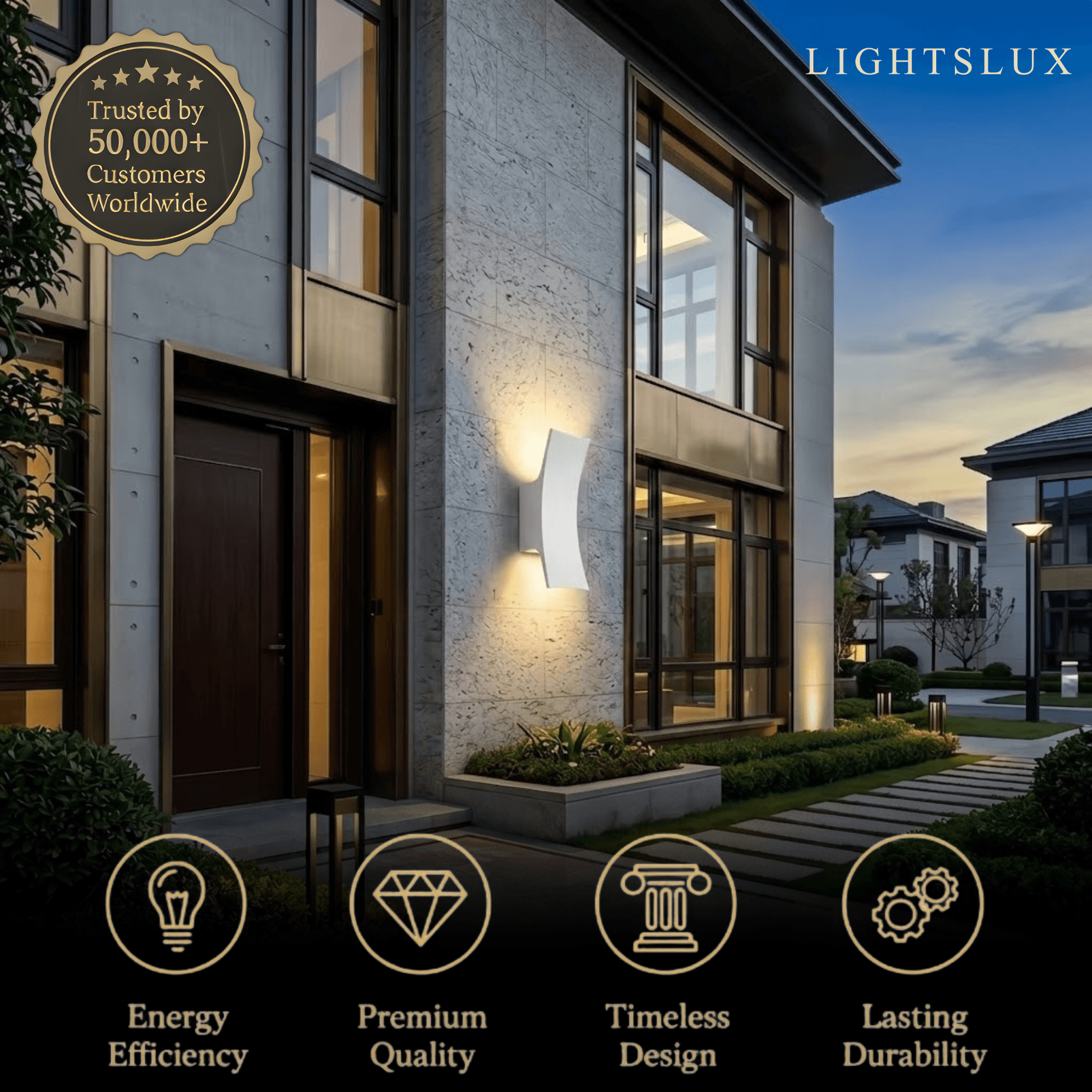 Arcato Minimalist Wall Lamp--Aluminum Glass for Outdoor Courtyard