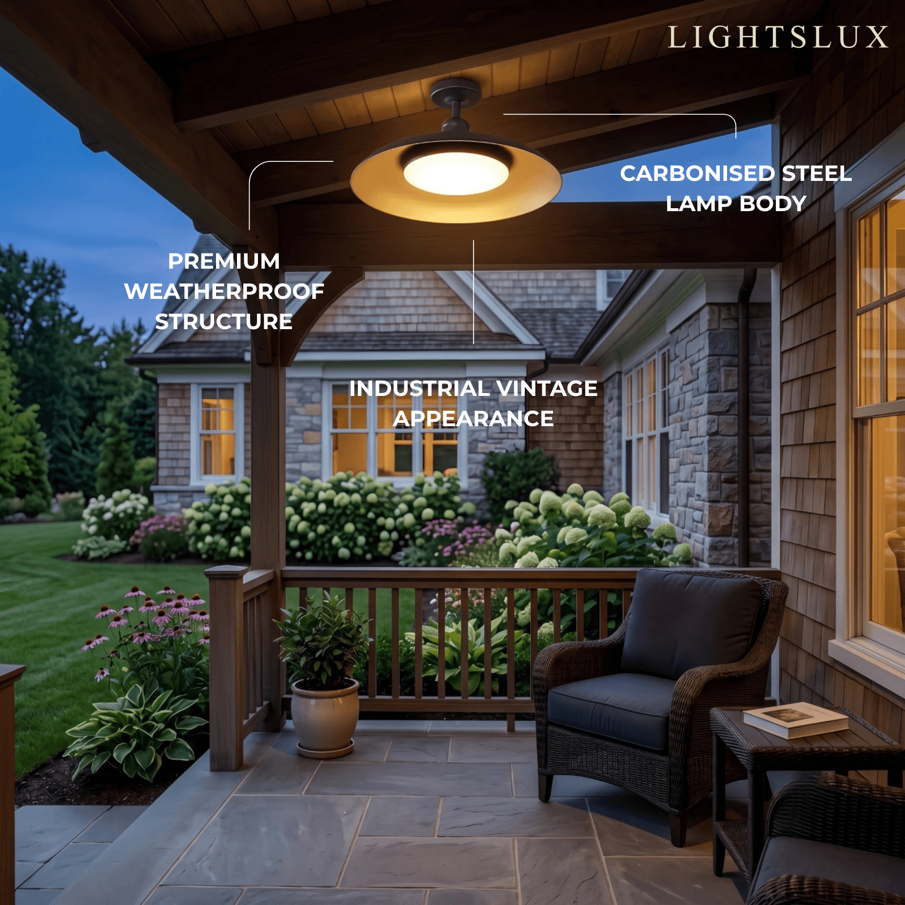 Retro Outdoor Ceiling Light--Copper Alloy & PC for Courtyard