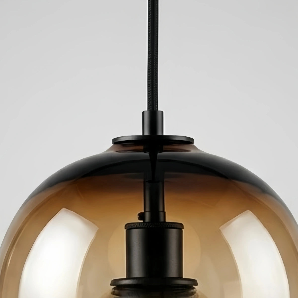 Minimalist Glass Pendant Light – Metal Clear Smoke Cognac