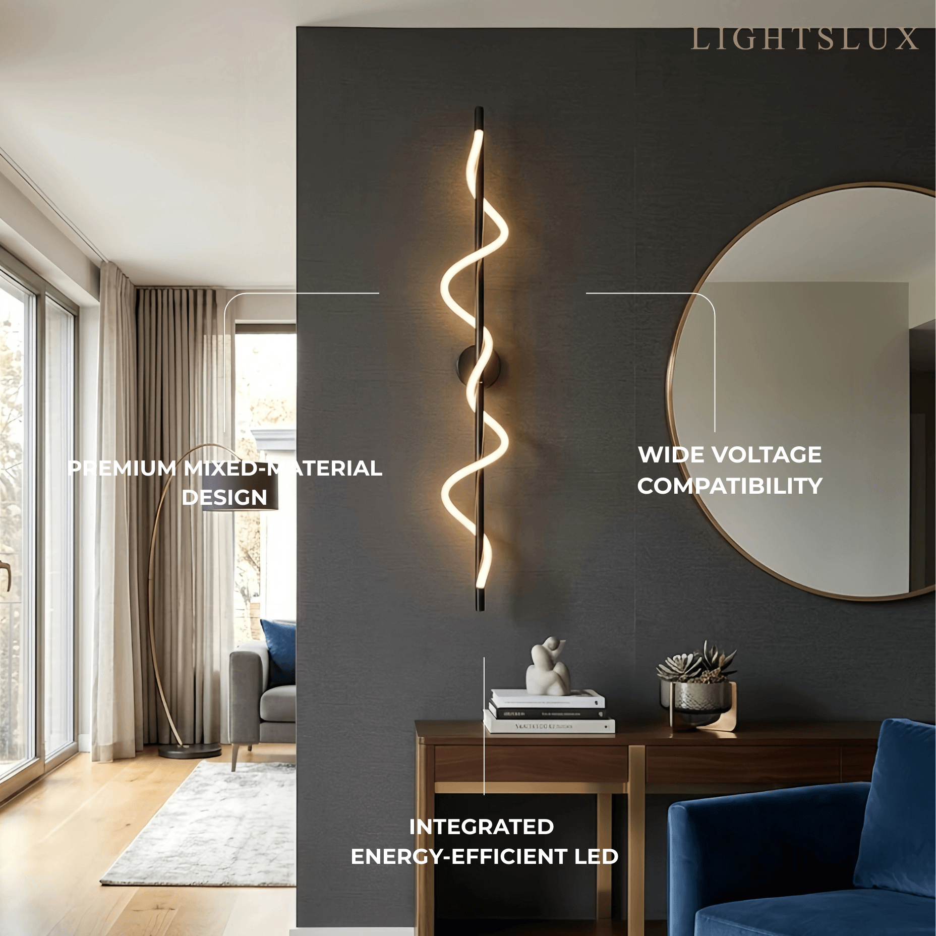 Minimalist Wall Lamp — Rope & Brass with Dimmable Function for Bedroom Living Room