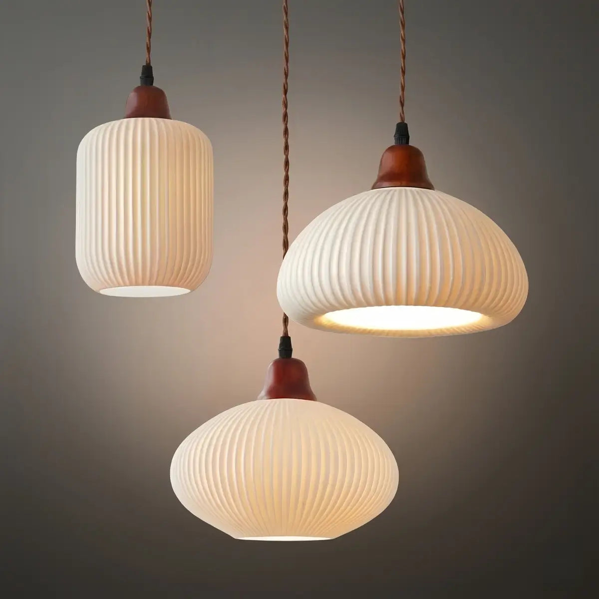 Contemporary Dome Pendant Light – Metal & Ceramic White