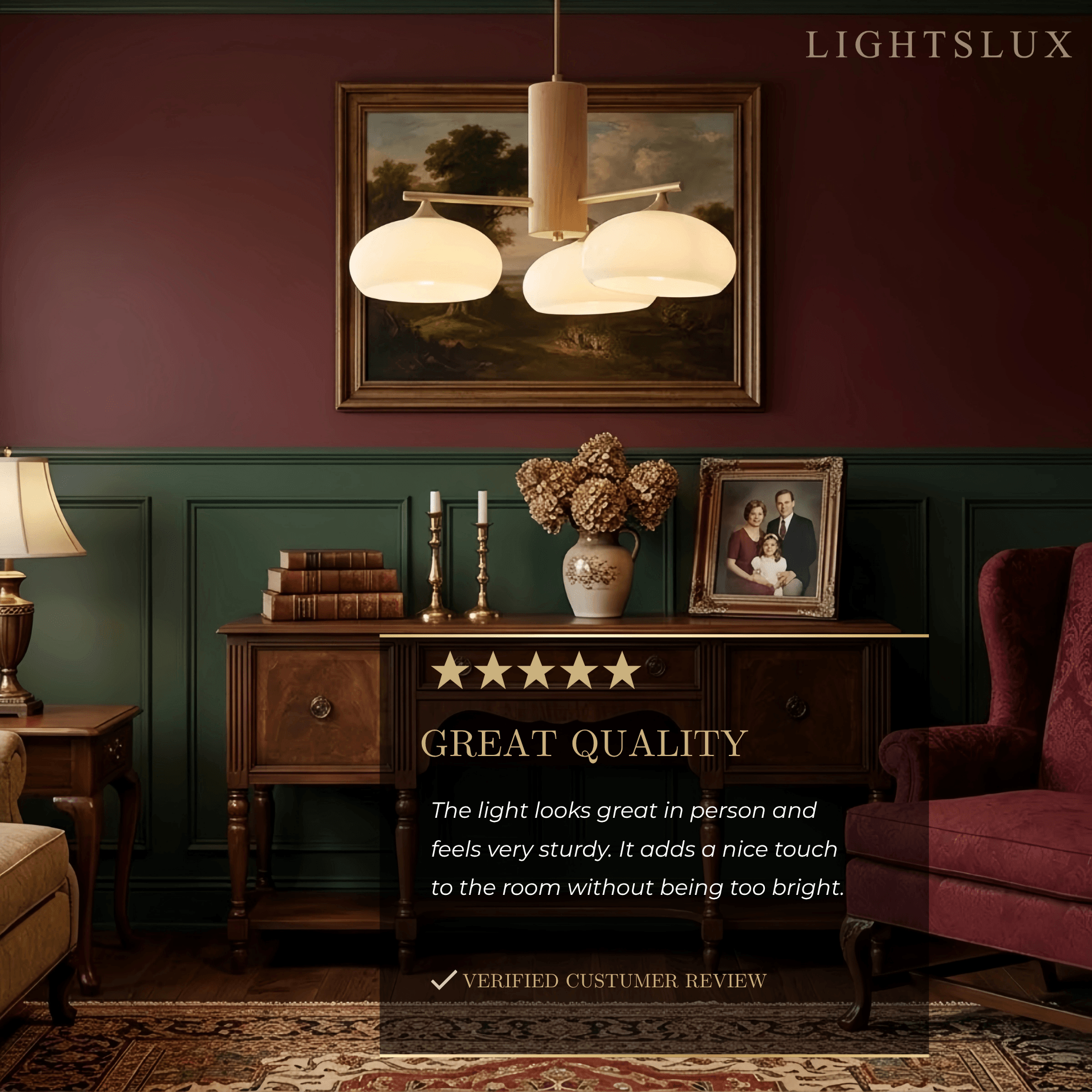 Modern Wood & Glass Chandelier