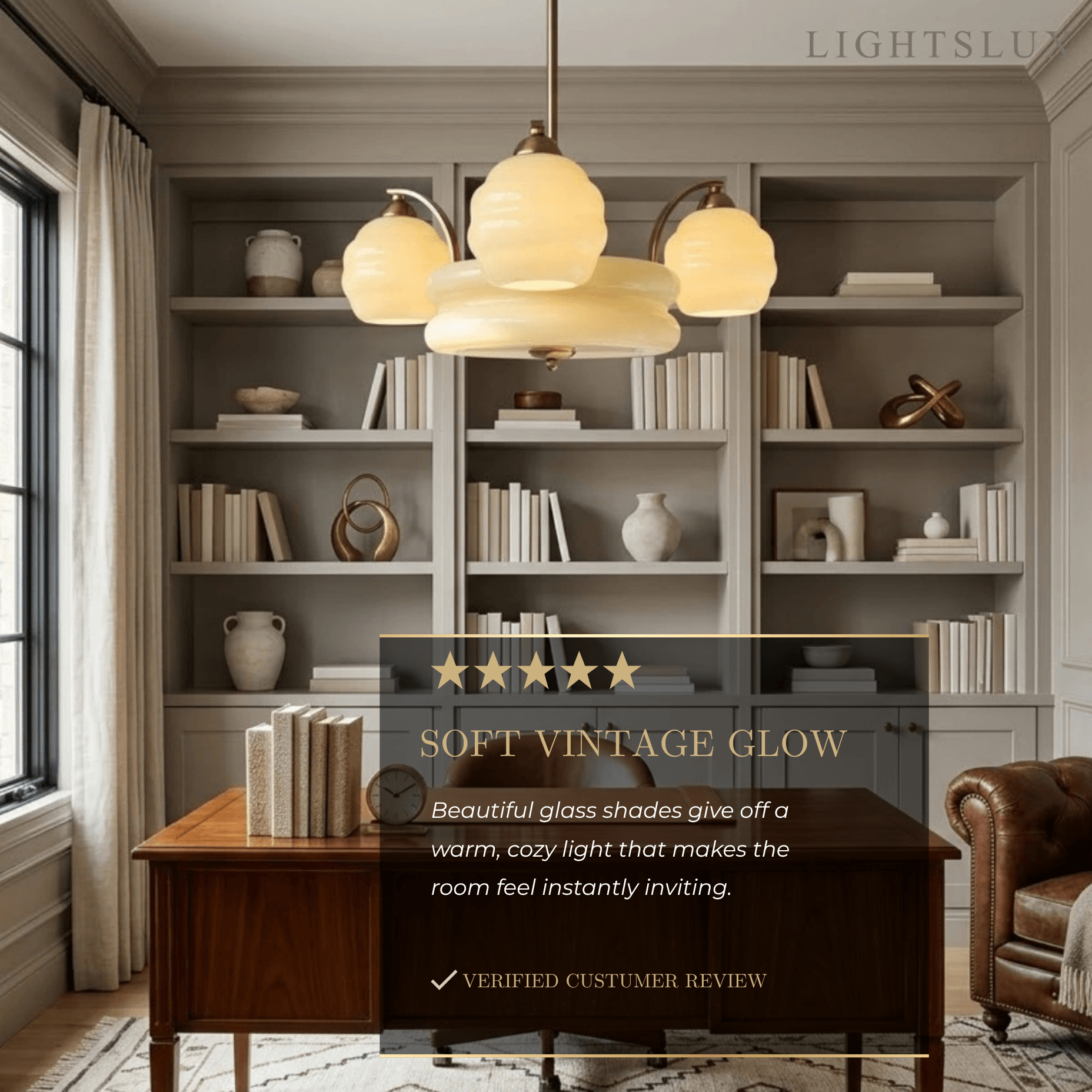 Art Deco Vintage Glass Chandelier