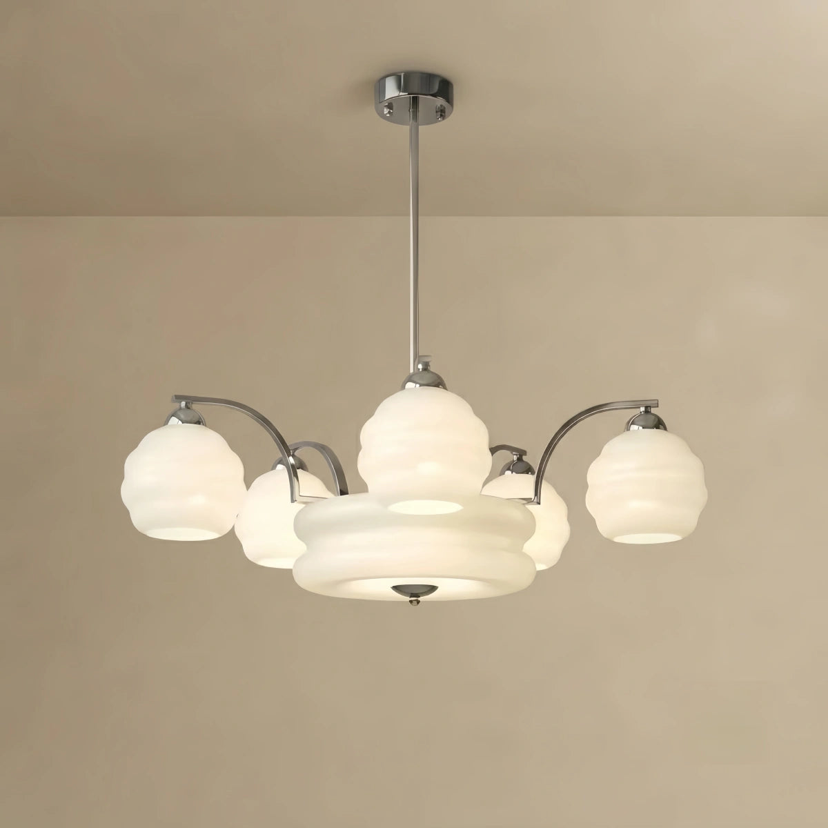 Vintage Glass Chandelier — Gold/Chrome for Living Room/Bedroom