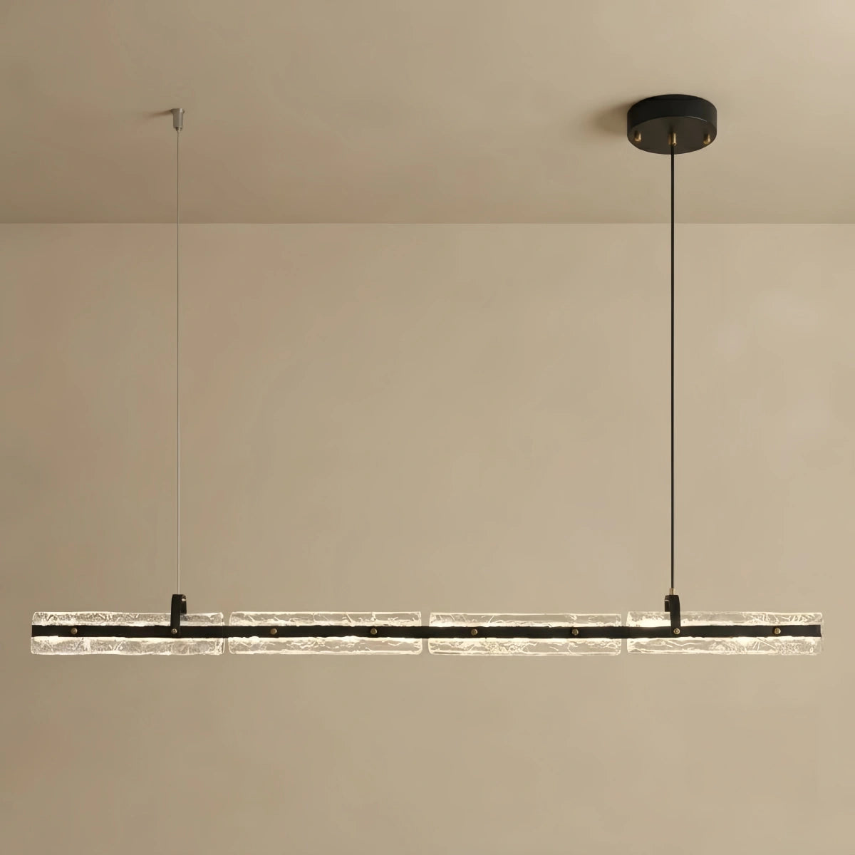 Linear Pendant Light — Metal & Glass for Dining Room/Kitchen Island