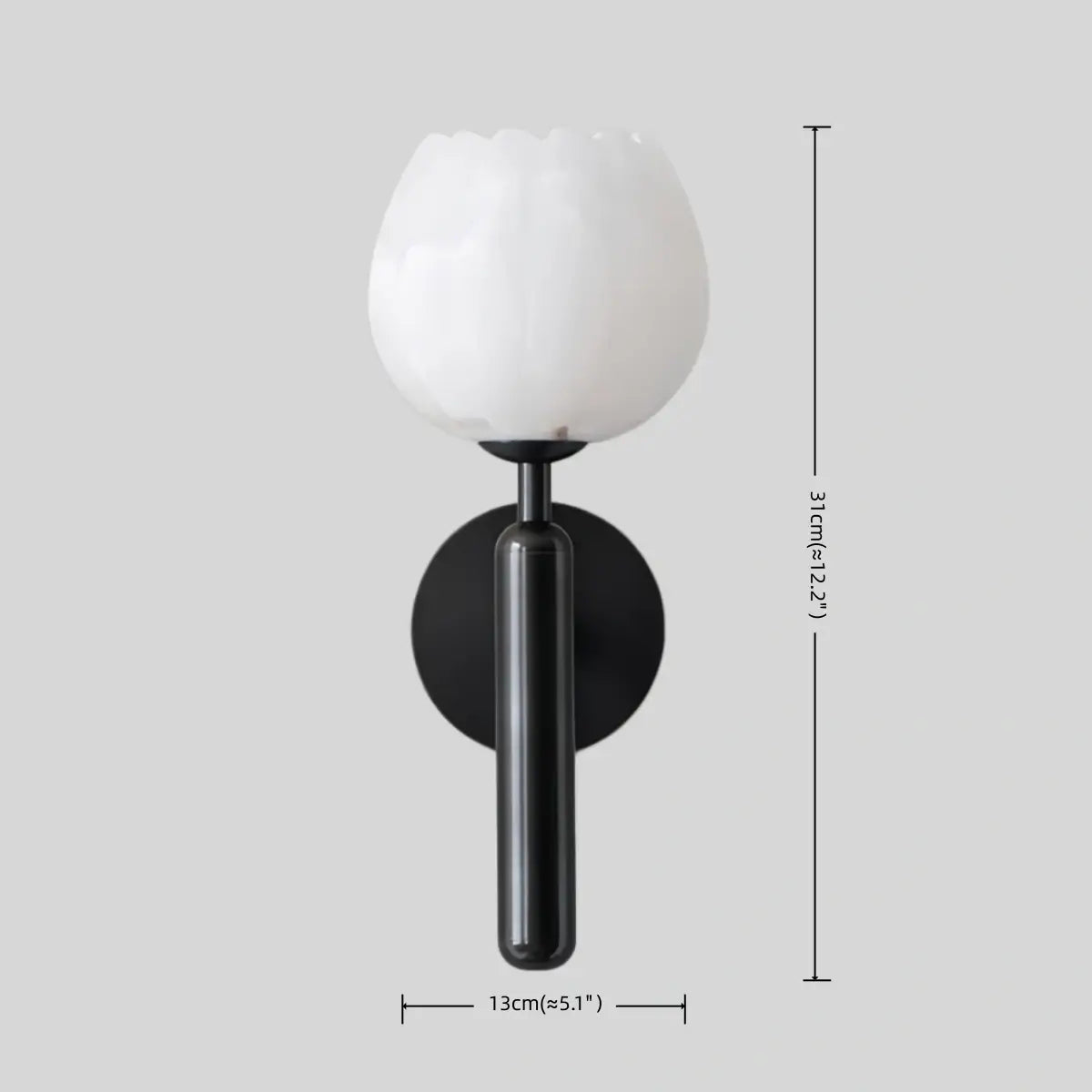 Alba Modern Wall Lamp -- Brass & Alabaster Flowers