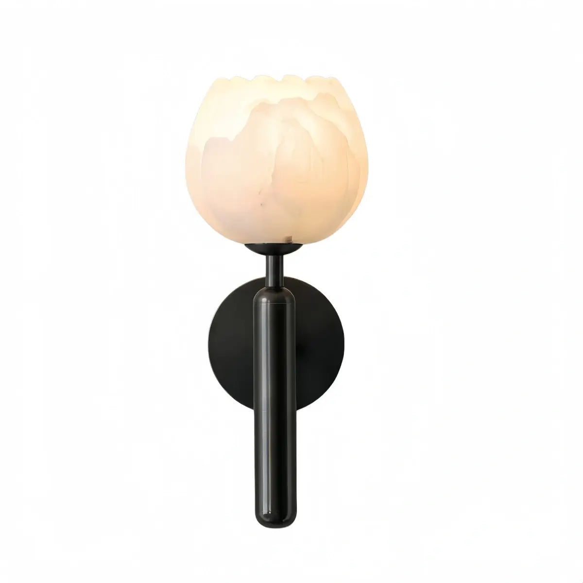 Alba Modern Wall Lamp -- Brass & Alabaster Flowers