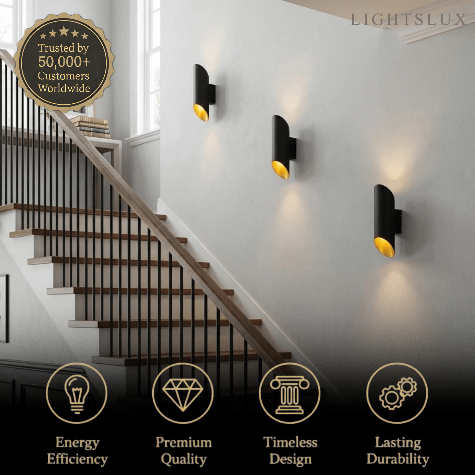 Modern Wall Lamp — Metal & Aluminum Black & Goldba