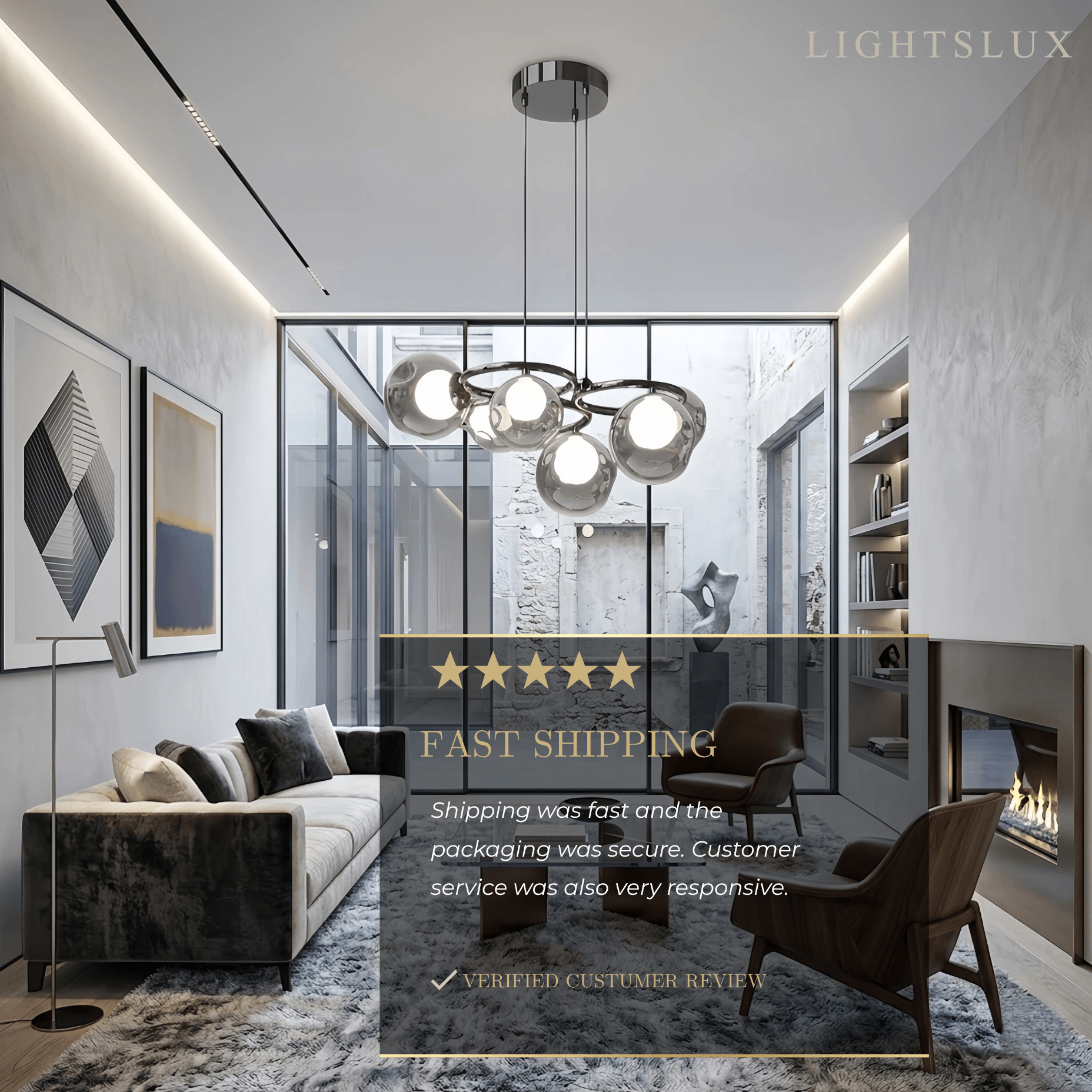 Modern Pendant Light — Iron & Glass Black Smoke Grey