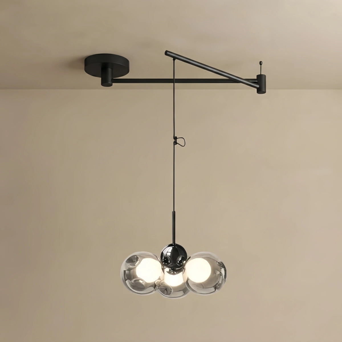 Vetro Modern Pendant Light — Carbon Steel & Glass Black Smoke Grey for Living Room