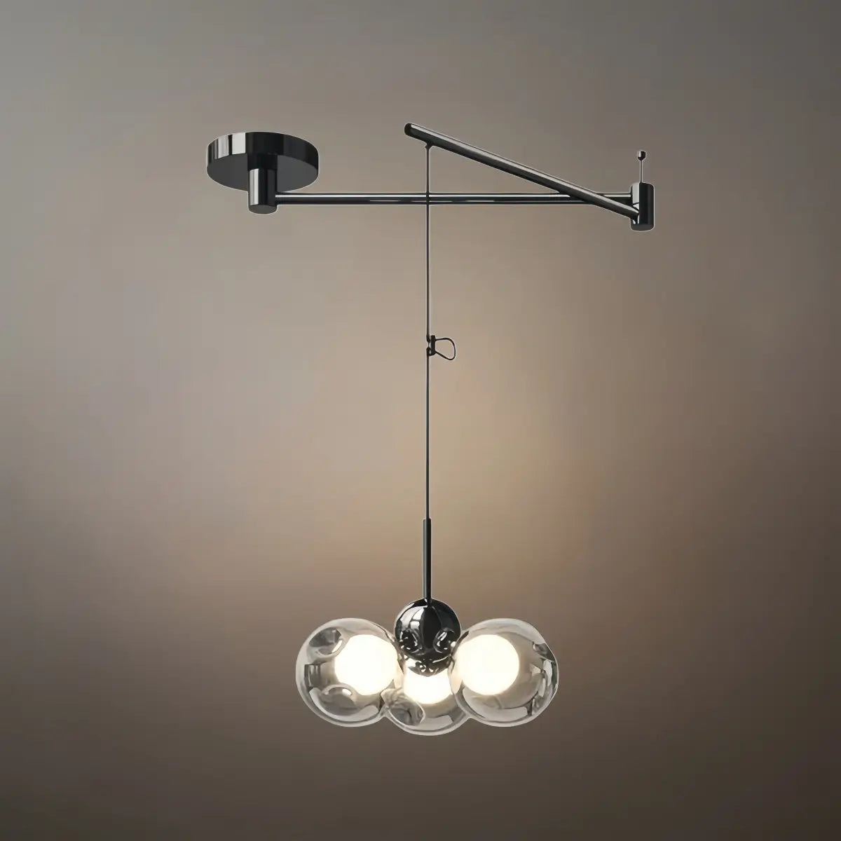 Modern Pendant Light — Carbon Steel & Glass Black Smoke Grey