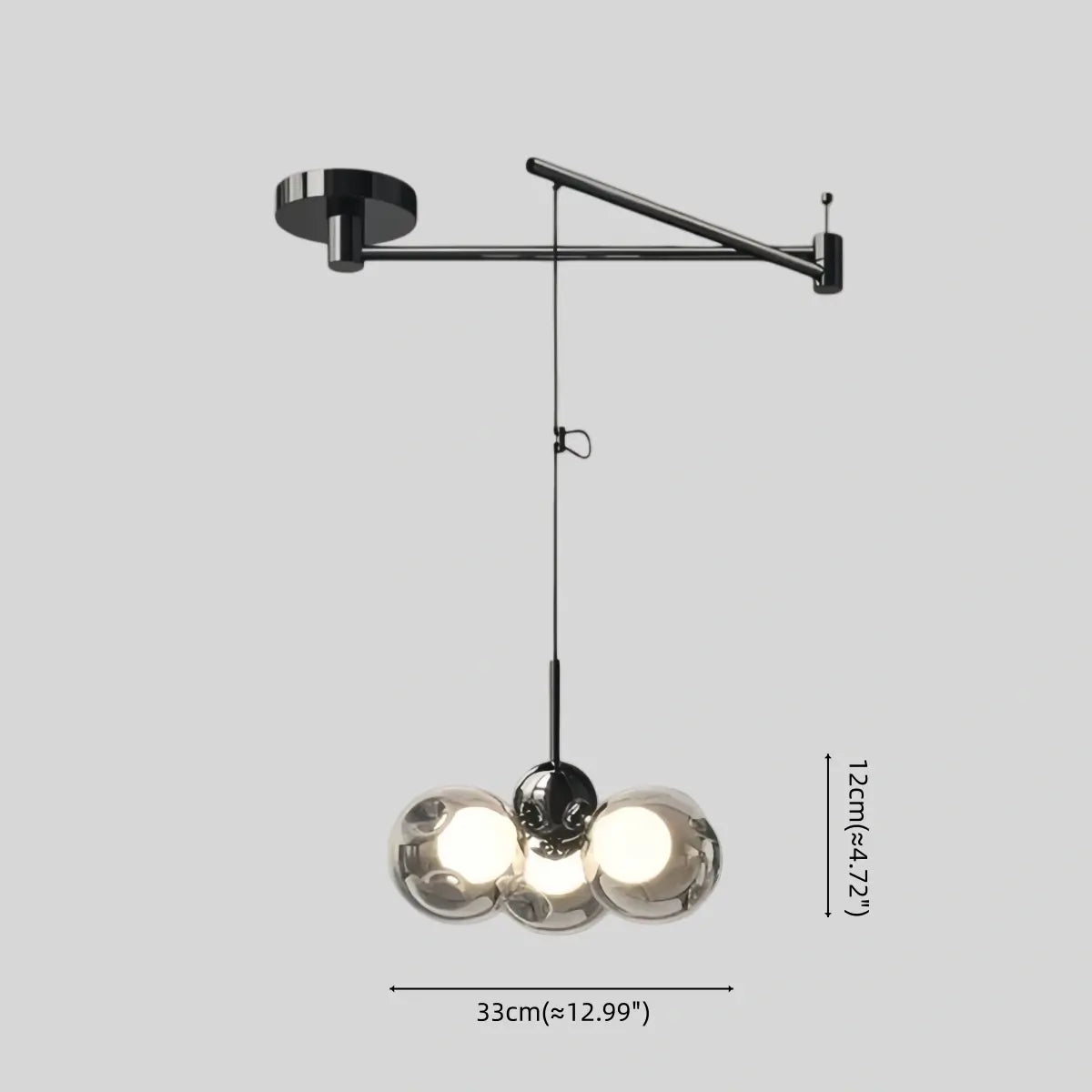 Modern Pendant Light — Carbon Steel & Glass Black Smoke Grey