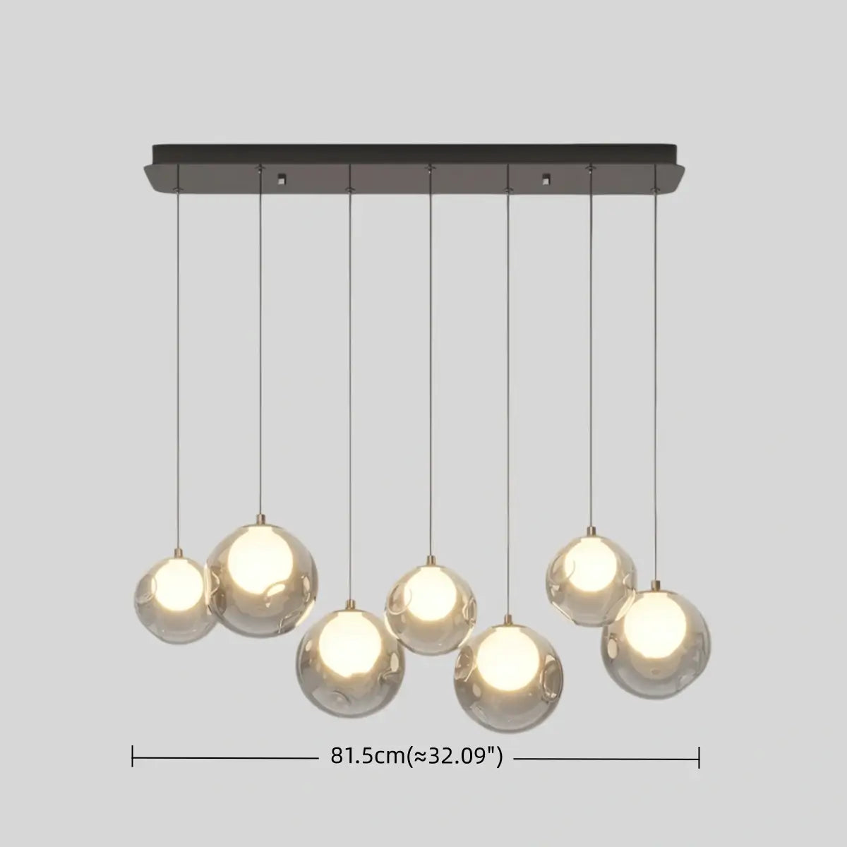 Modern Pendant Light — Stainless Steel, Iron & Glass Black Smoke Grey