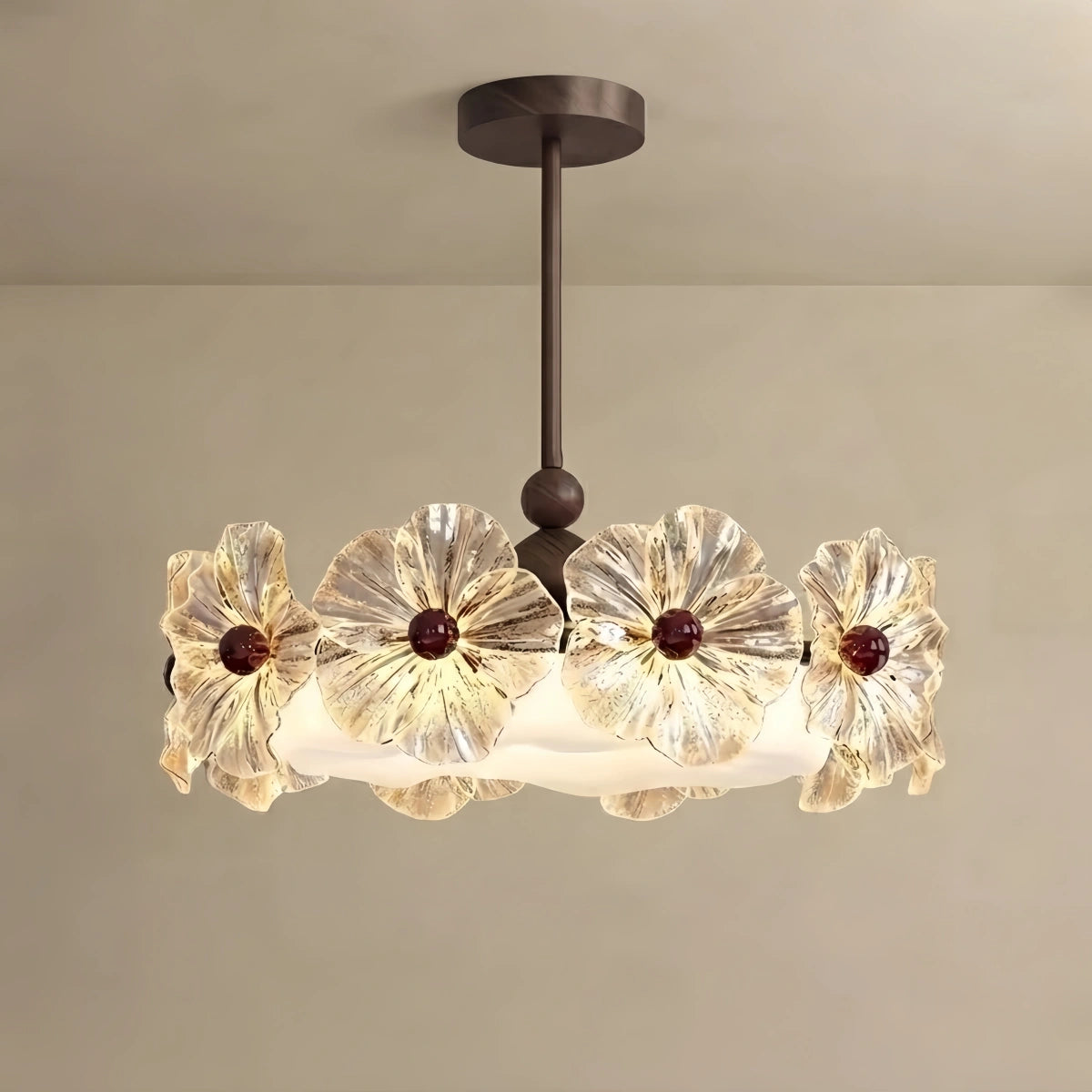 Lunara Vintage Chandelier -- Iron Glass Acrylic Walnut for Bedroom Living Room Dining Room