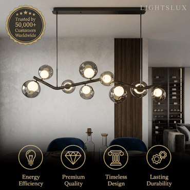 Modern Pendant Light -- Glass & Metal Smoke Grey