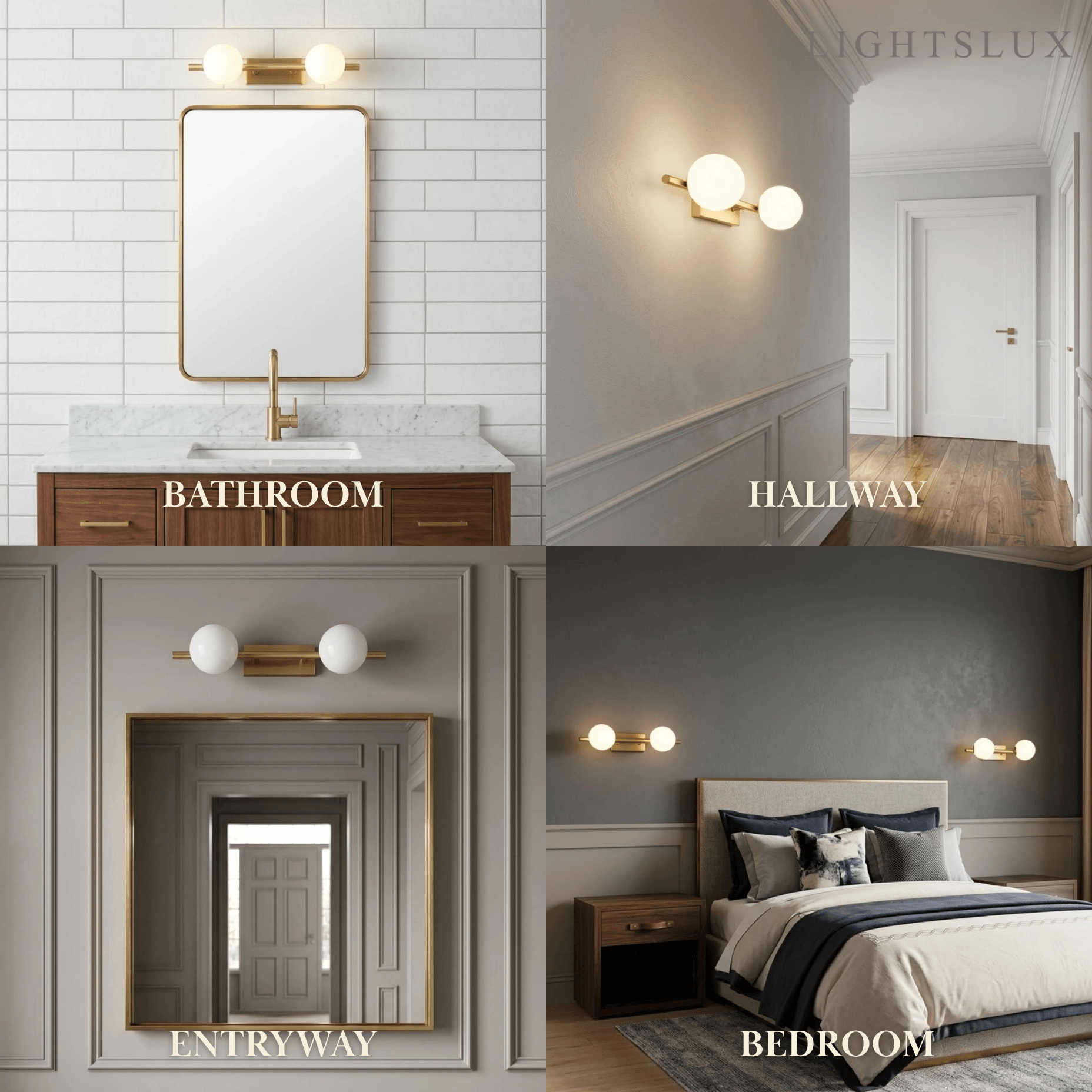 Modern Nordic Wall Lamp — Brass & Glass Milky White