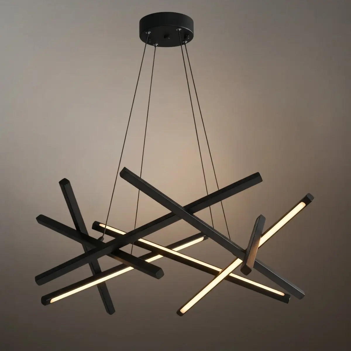 Minimalist Chandelier — Iron & Acrylic Black