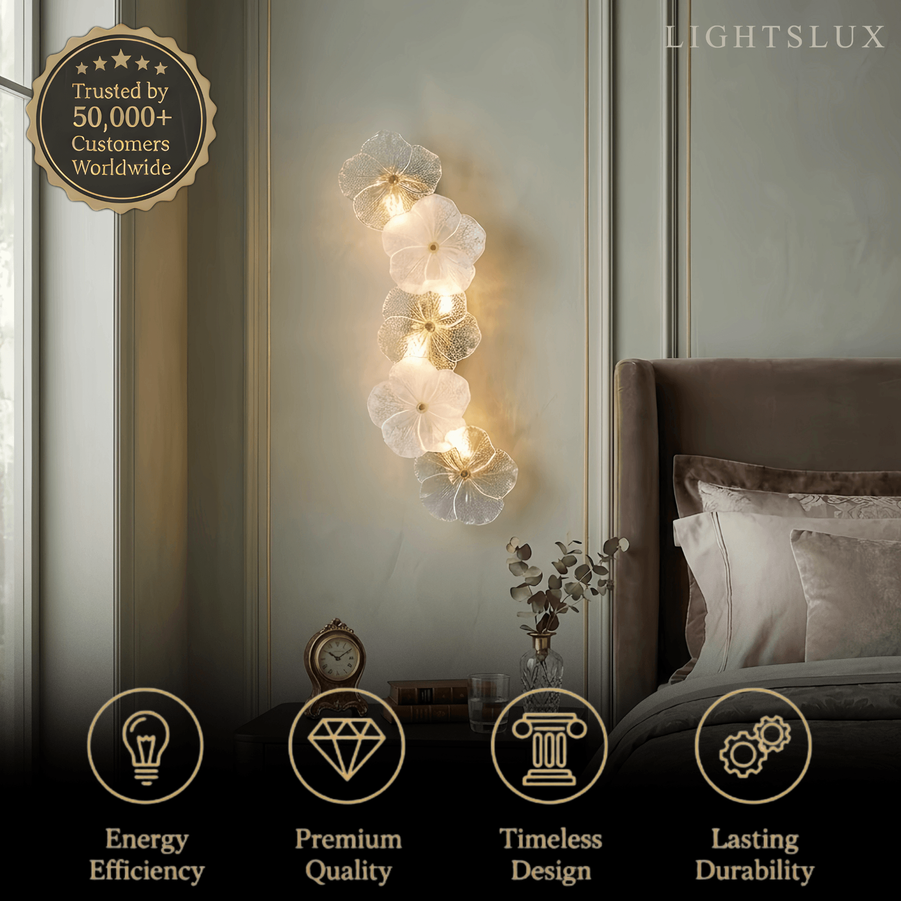 Modern Wall Lamp -- Carbon Steel & Glass White