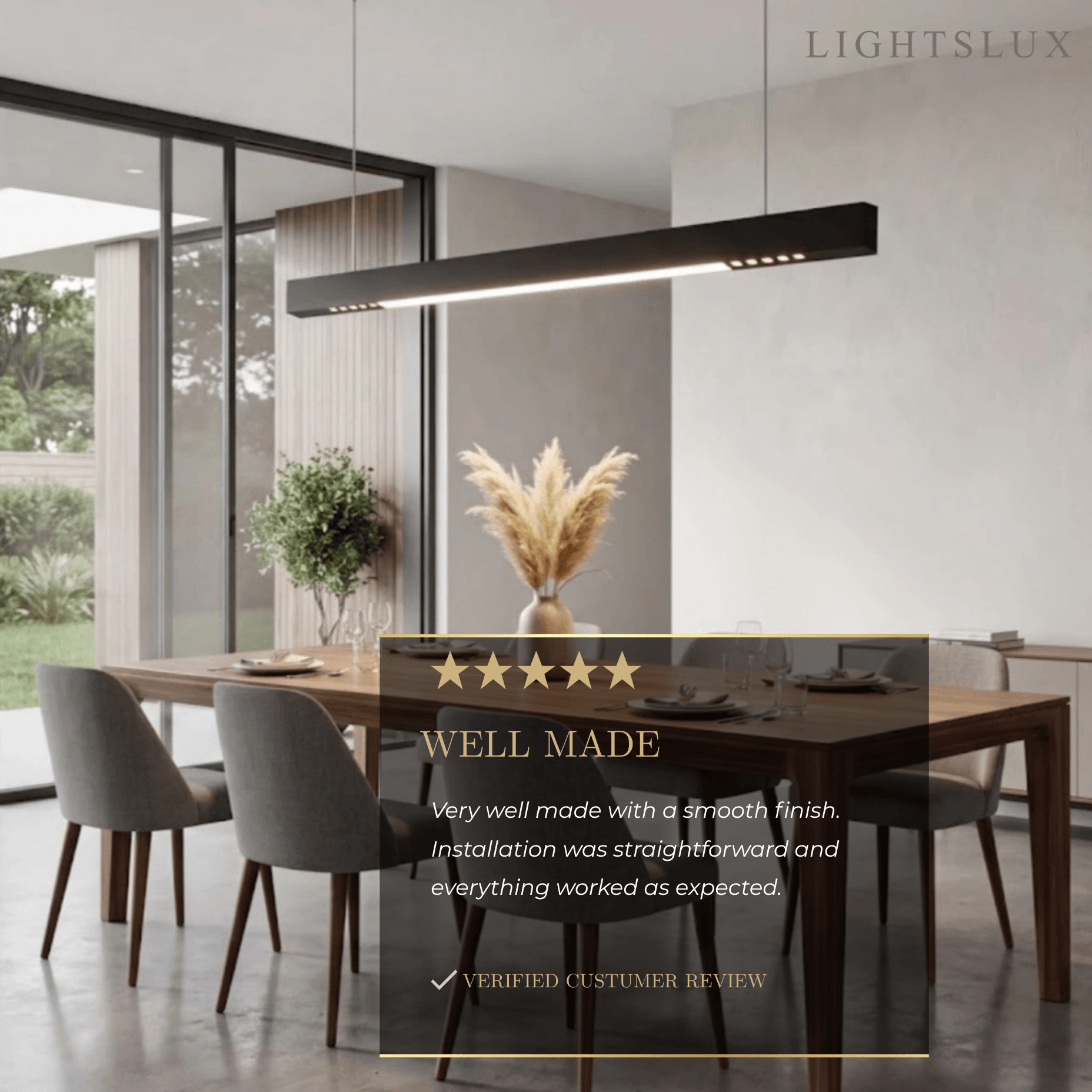 Modern Linear Pendant Light -- Aluminum PMMA Black or White