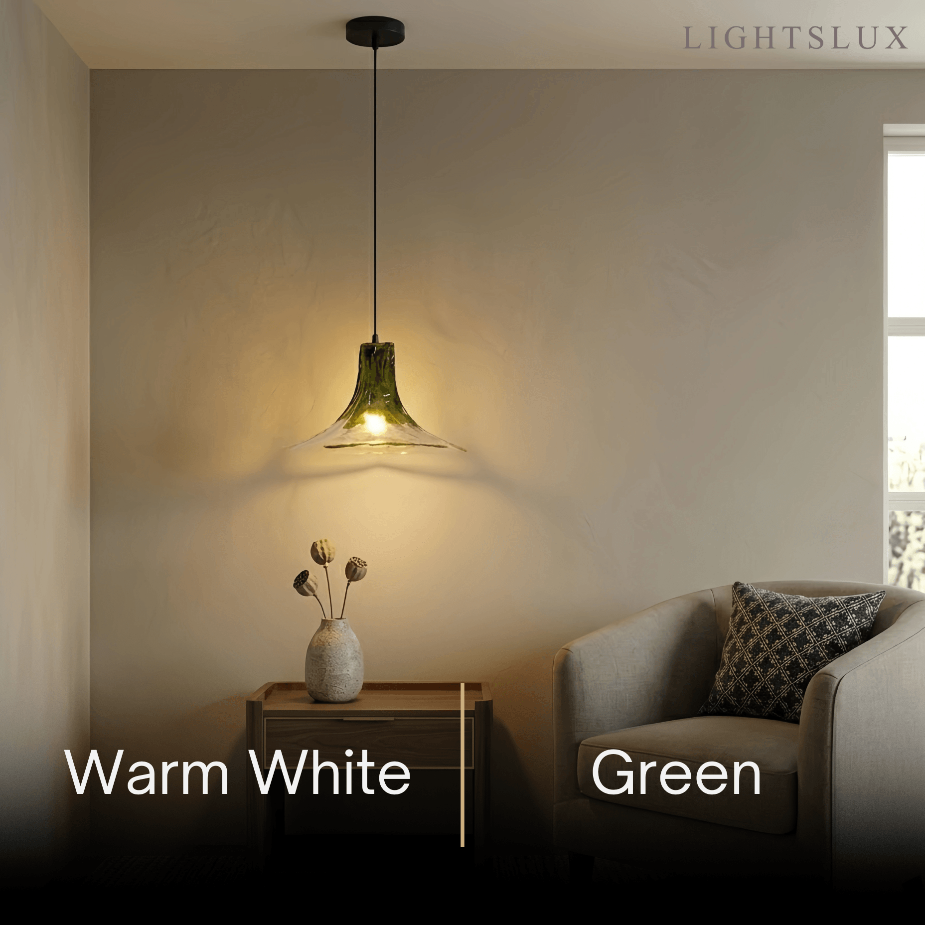 Modern Flower Glass Pendant Light -- White/Green/Smoked