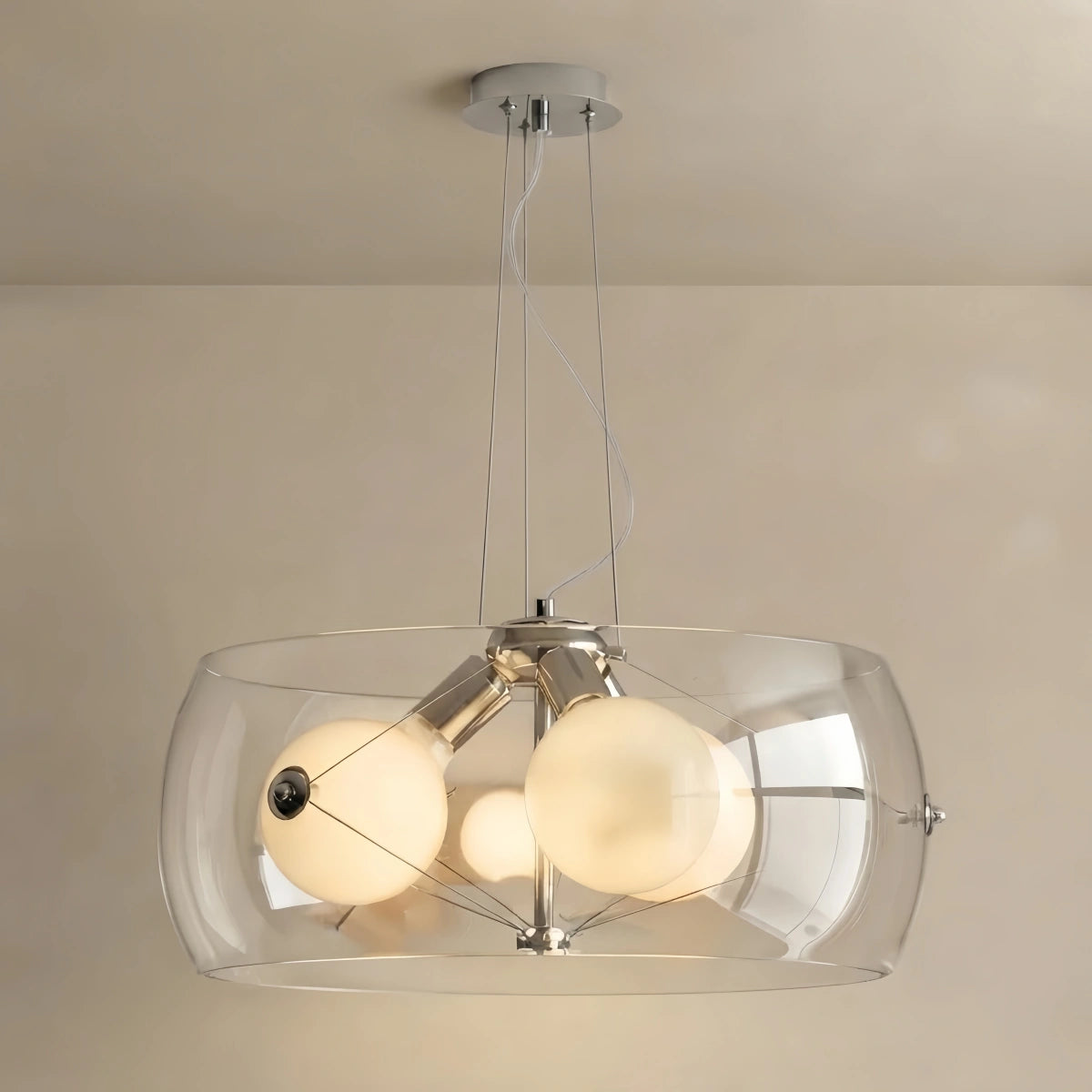 Industrial Cylinder Glass Pendant Light -- Clear/Smoked for Dining Room Kitchen
