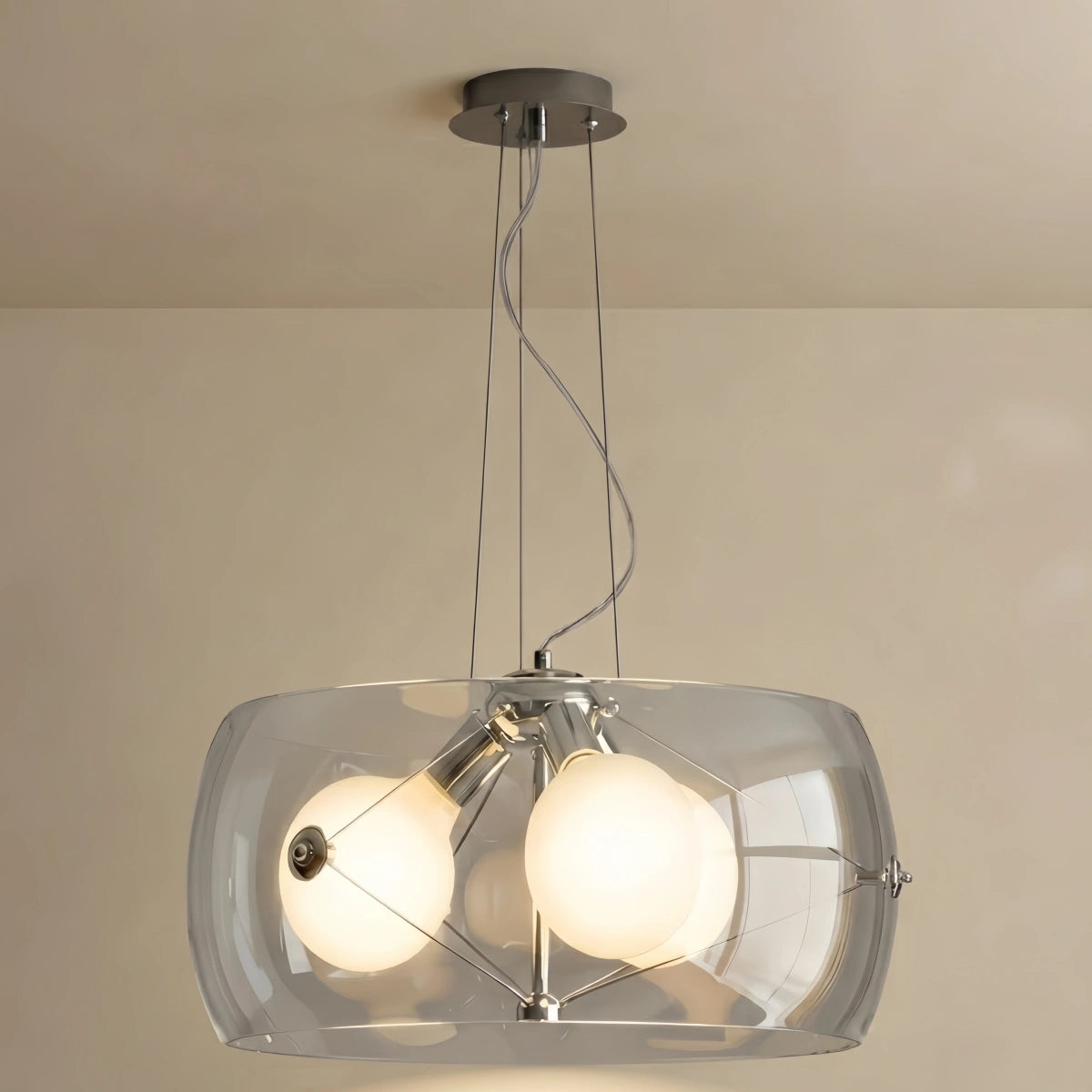Industrial Cylinder Glass Pendant Light -- Clear/Smoked for Dining Room Kitchen